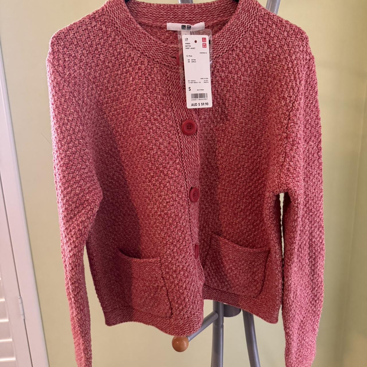 Pink knit jacket best sale