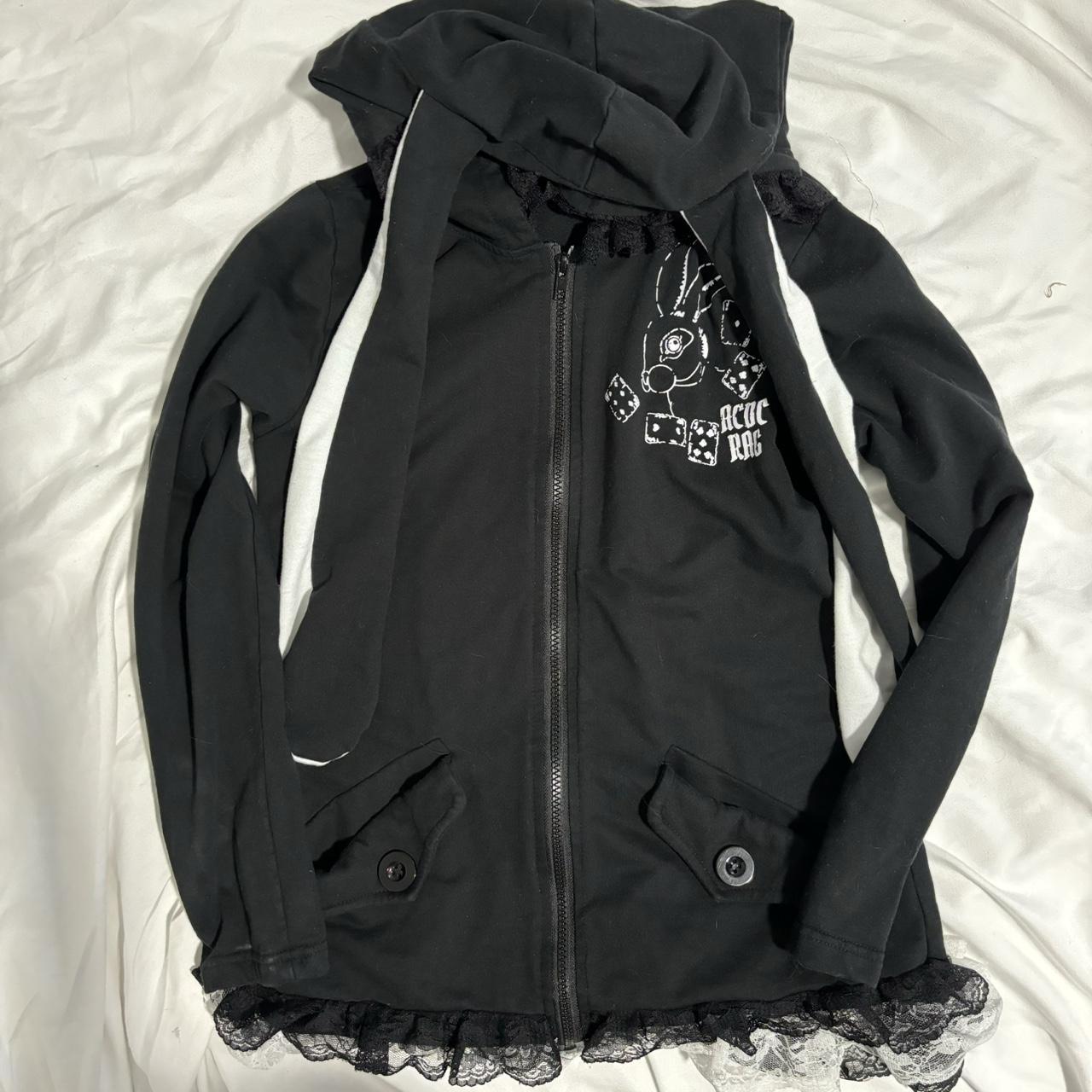 Black and white acdc rag rabbit bunny jacket, bought... - Depop