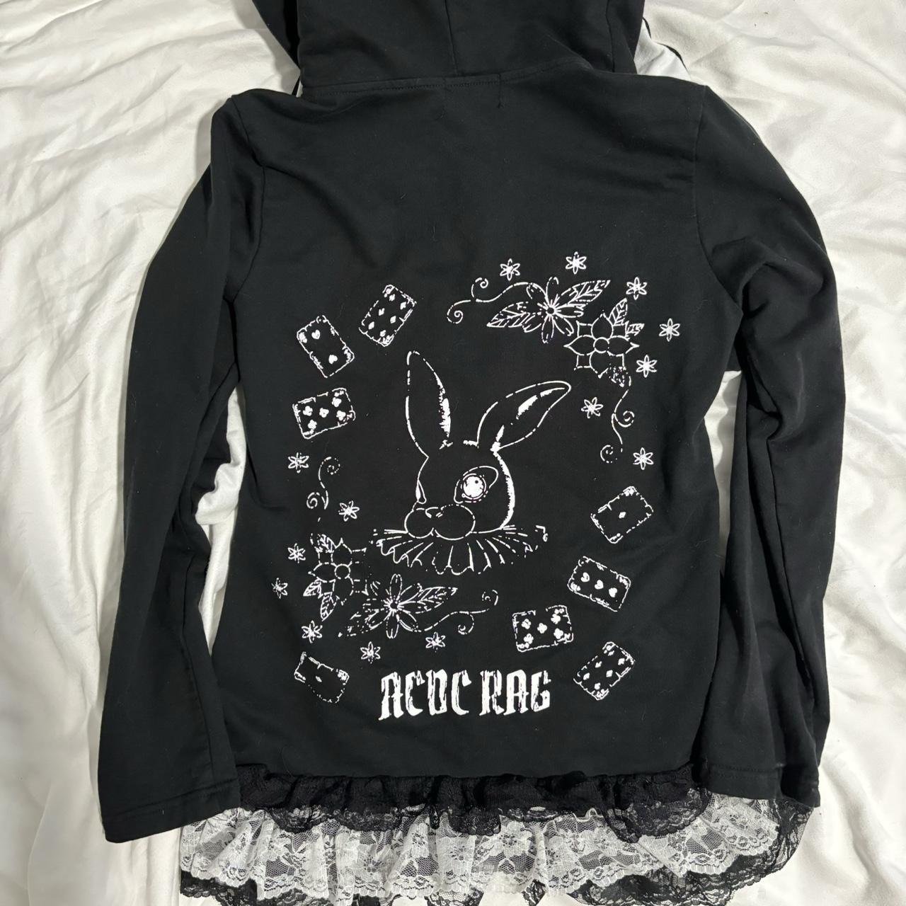 Black and white acdc rag rabbit bunny jacket, bought... - Depop