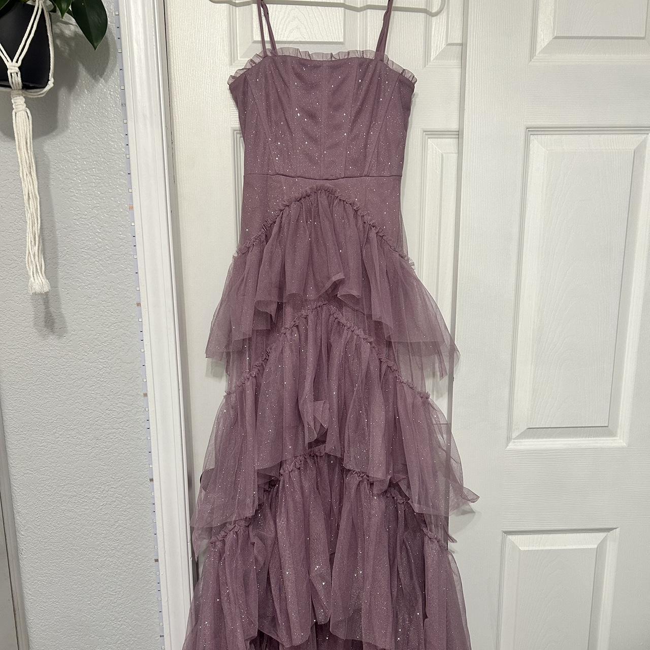 Windsor prom dress. Purple, tight top, ruffled... - Depop