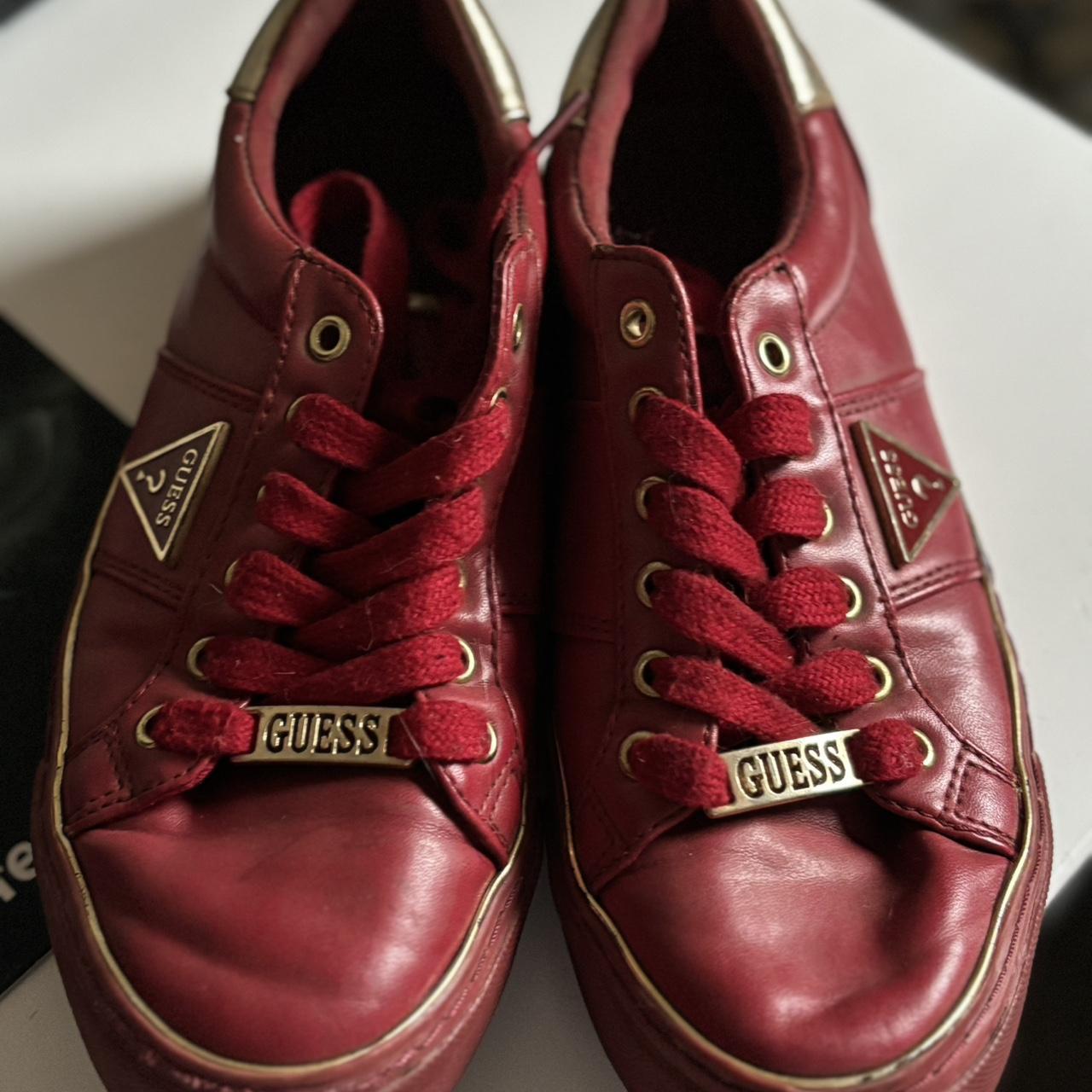 Red guess fashion trainers