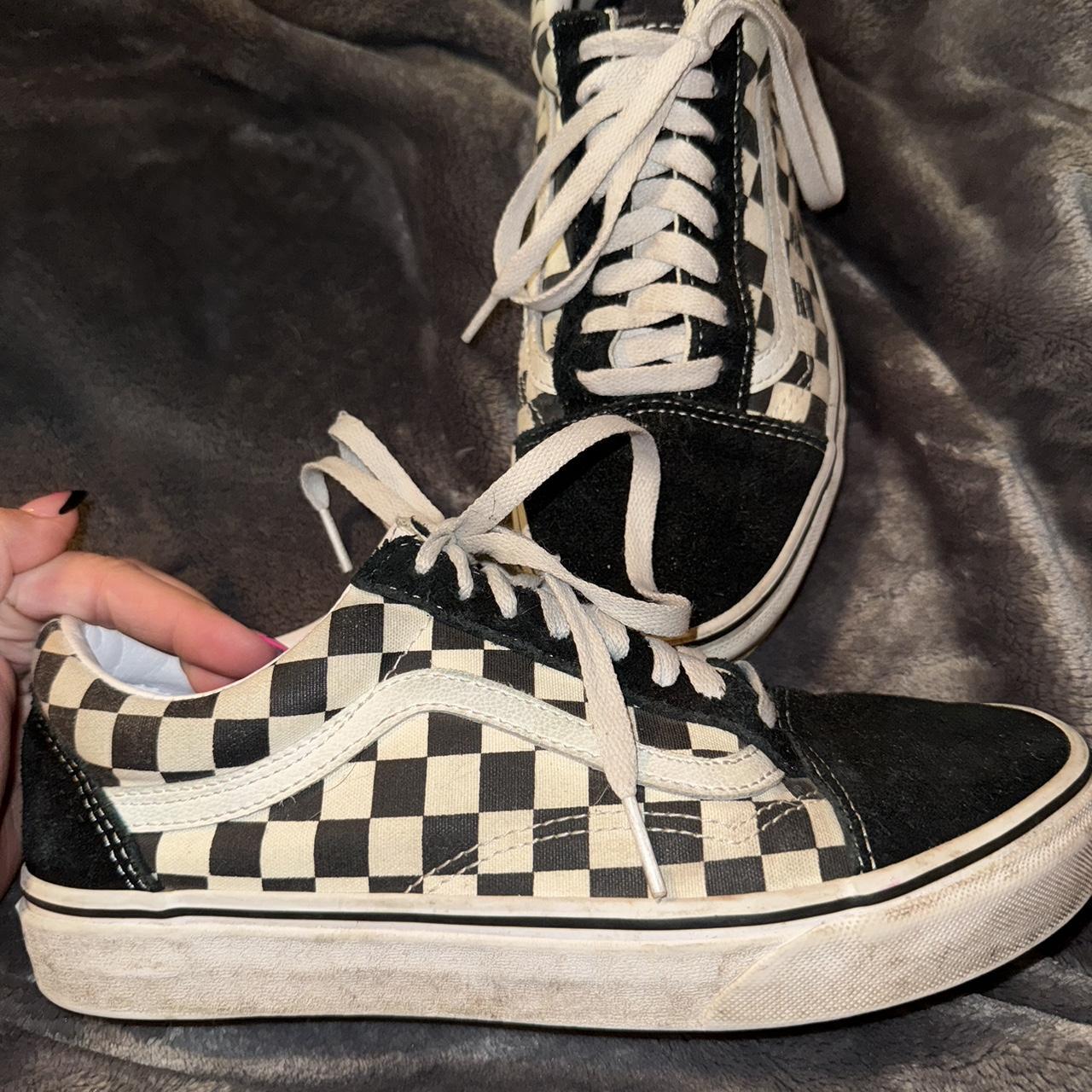 Ladies black and white checkered fashion vans