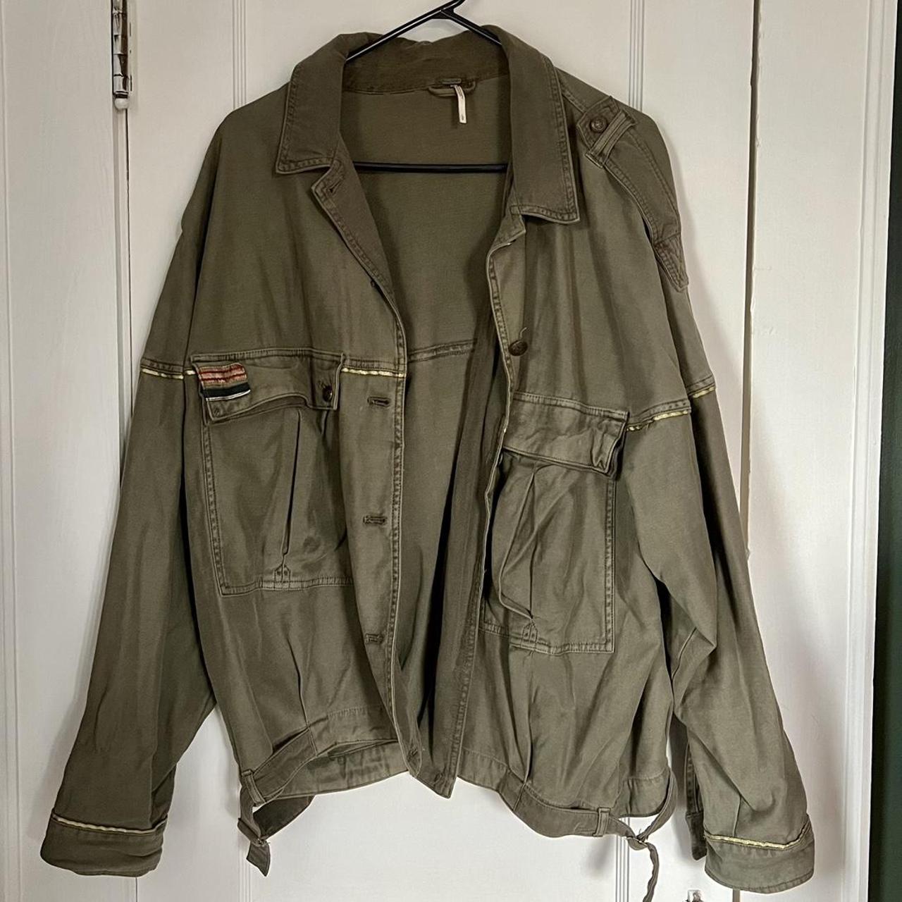 Free People Bomber Utility Army Green Jacket , Size...