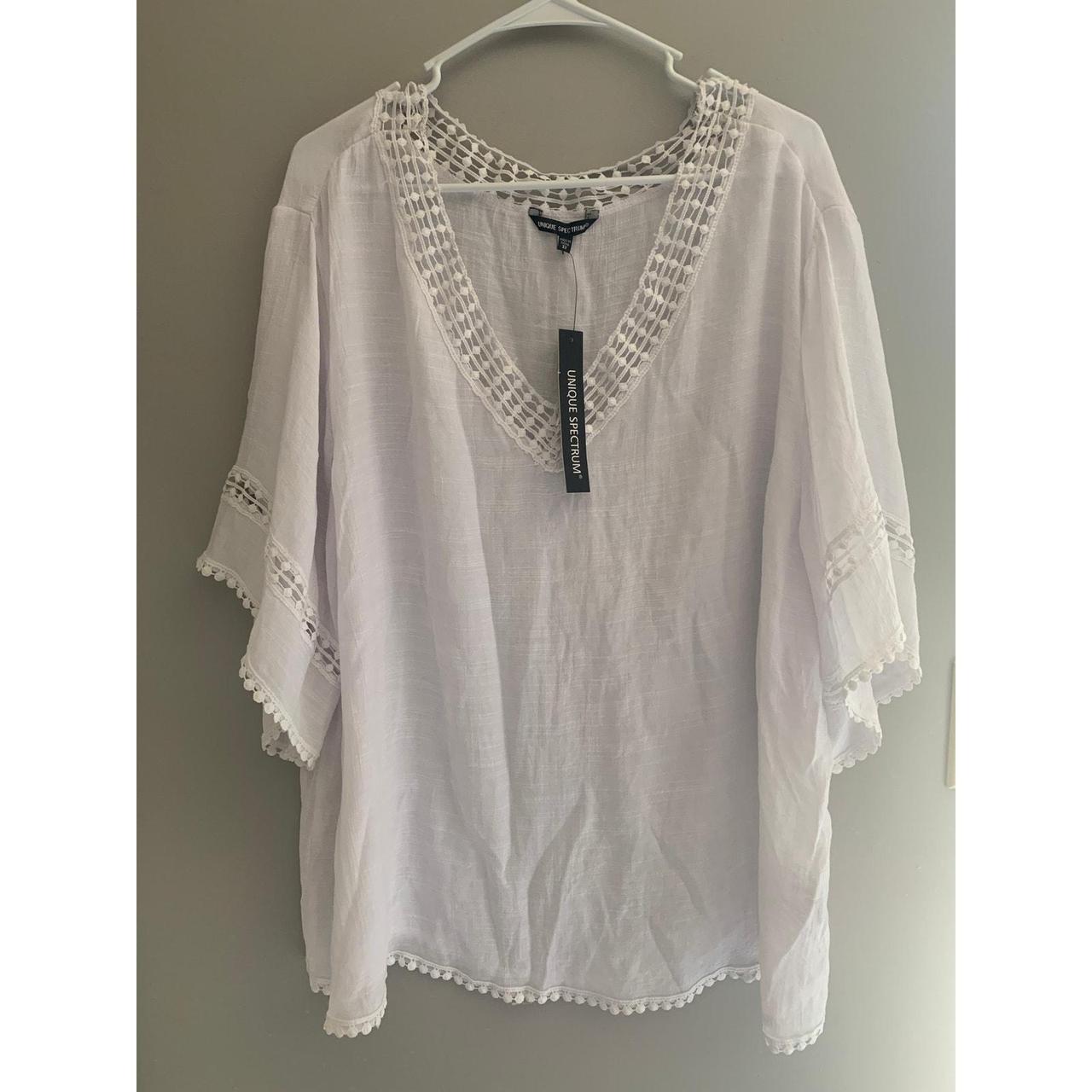 Unique Spectrum Woman's White Gauze Short Sleeve... - Depop