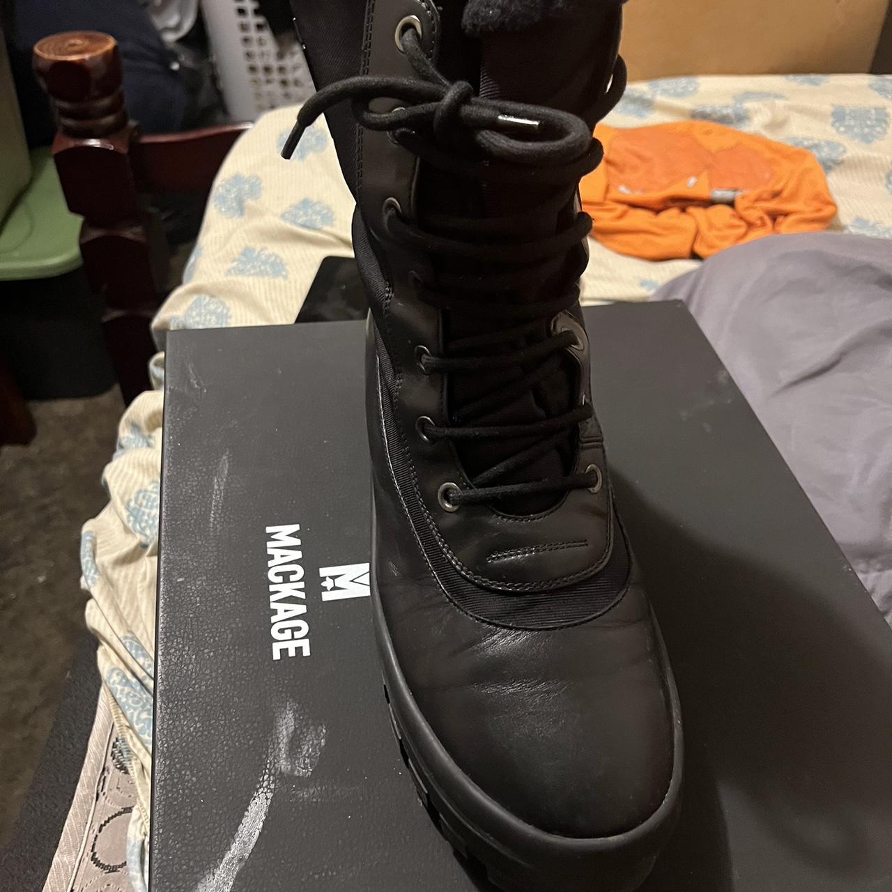 Mackage black and white leather jacket, HERO is