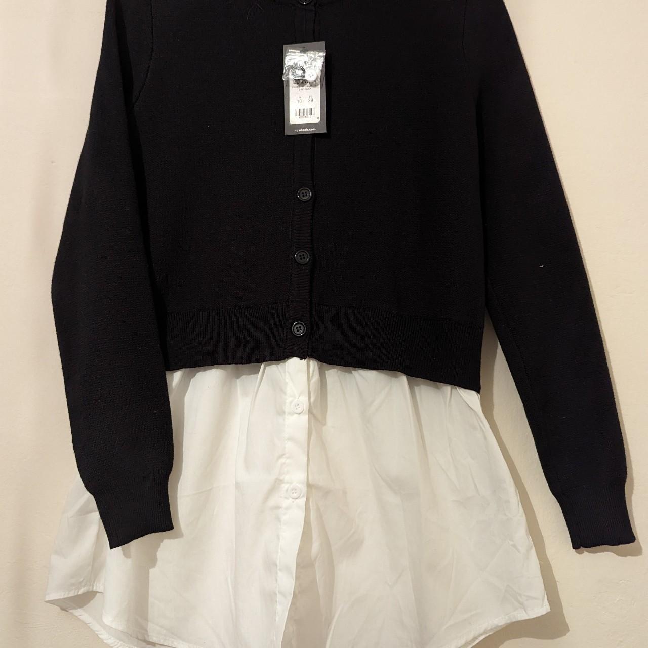 Black jumper with white best sale shirt attached