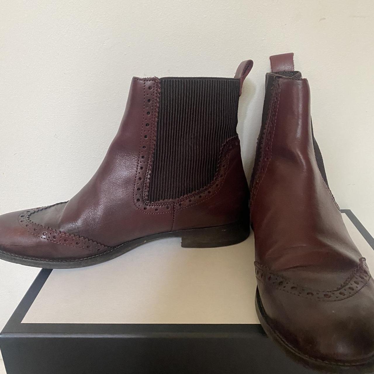 Massimo Dutti Burgundy Chelsea Boots Size 5 In... - Depop