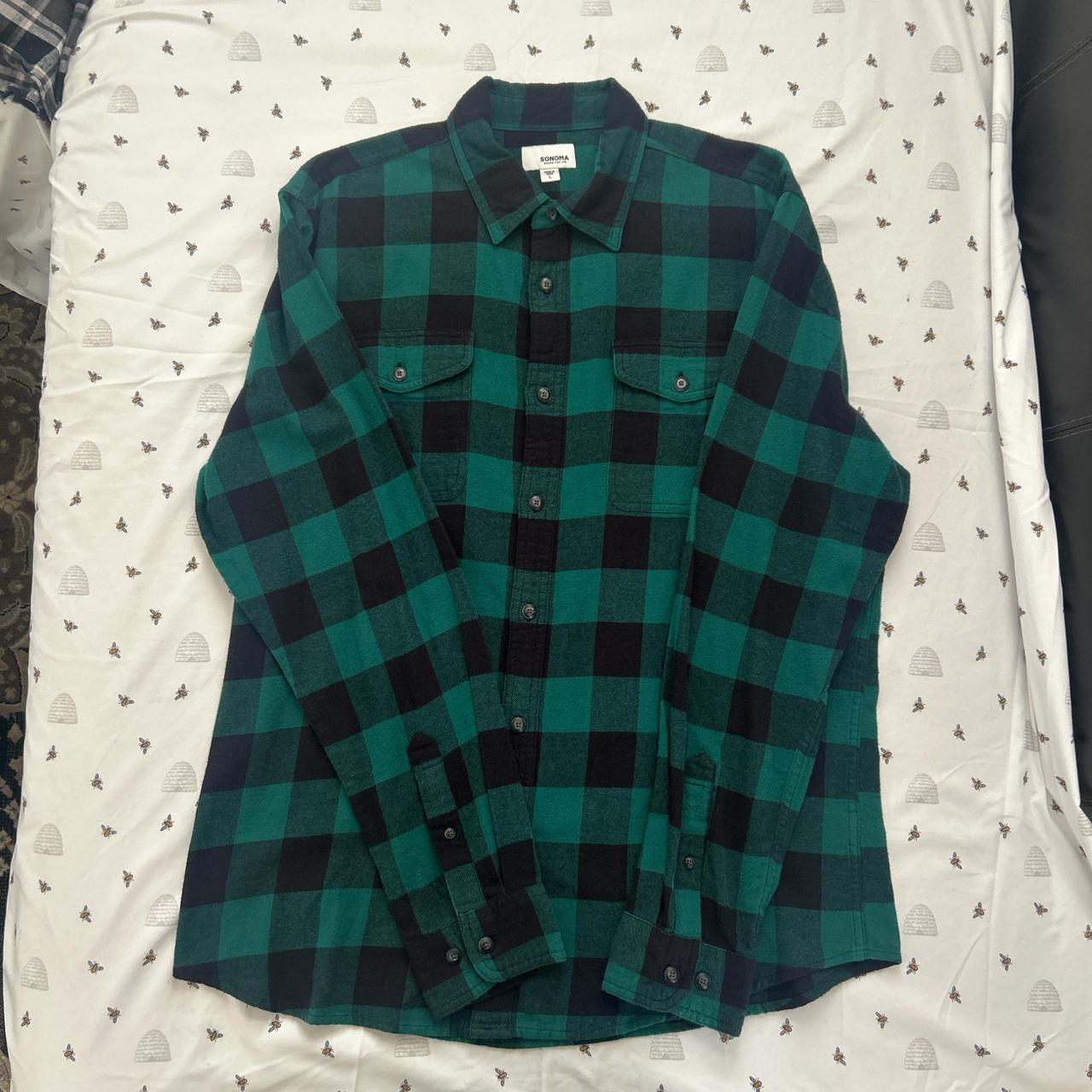 Large Green and Black Flannel, -Sonoma Brand,