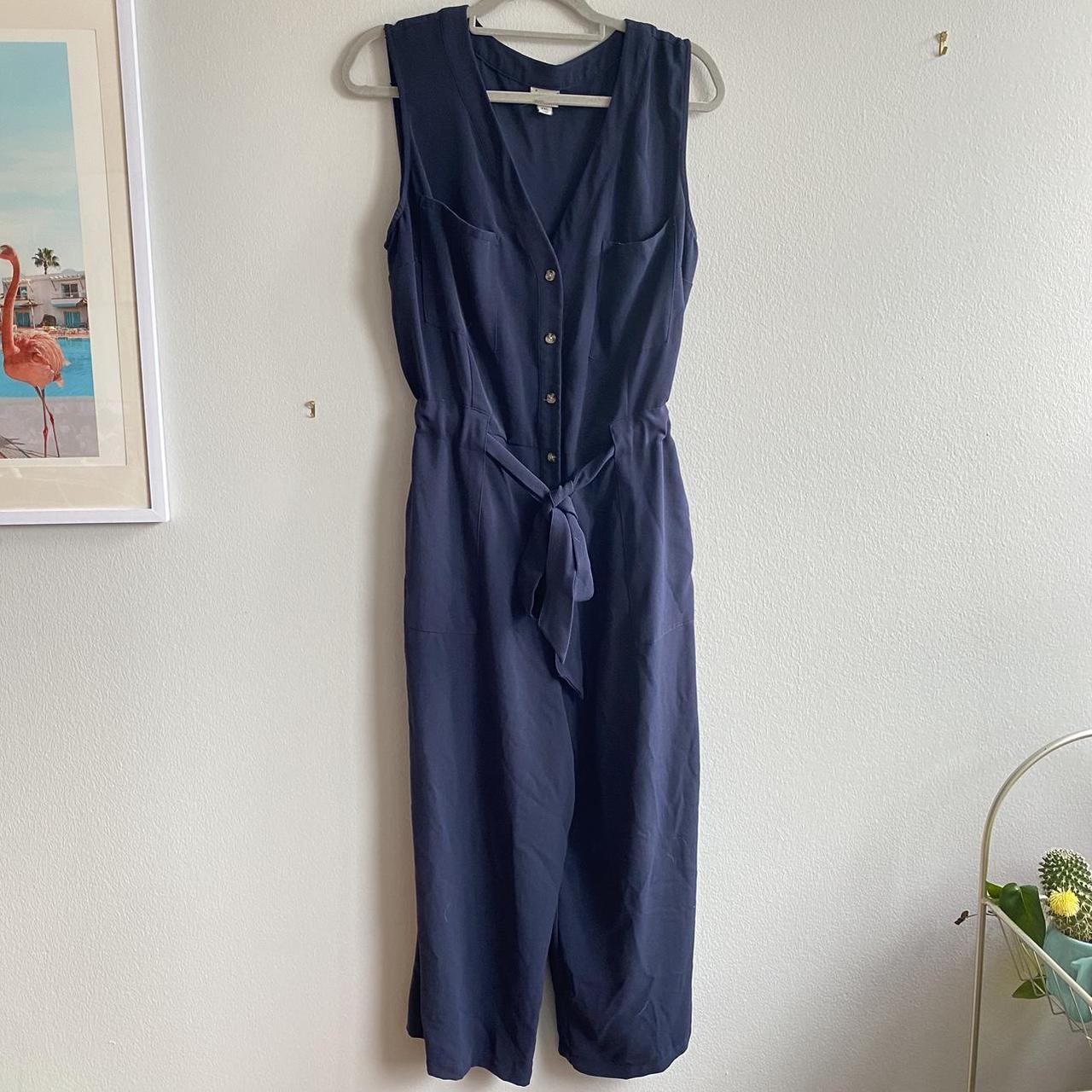 Navy Blue Jumpsuit Navy blue Cropped gaucho... - Depop