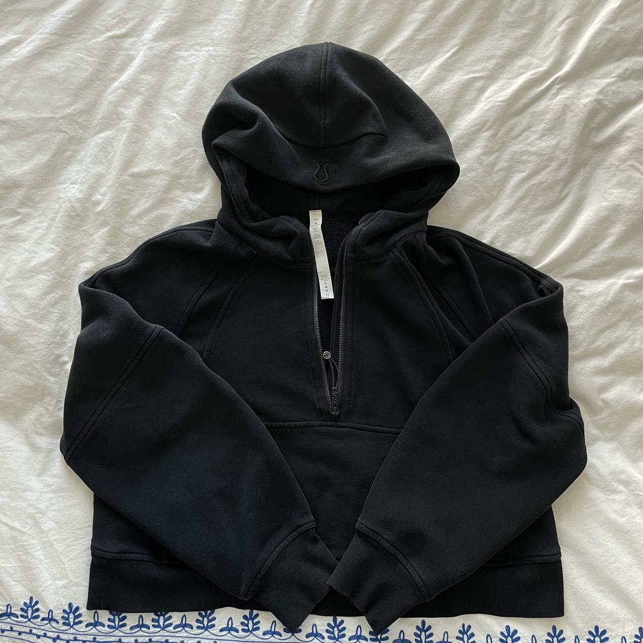 lululemon black scuba hoodie half zip size m/L - in... - Depop