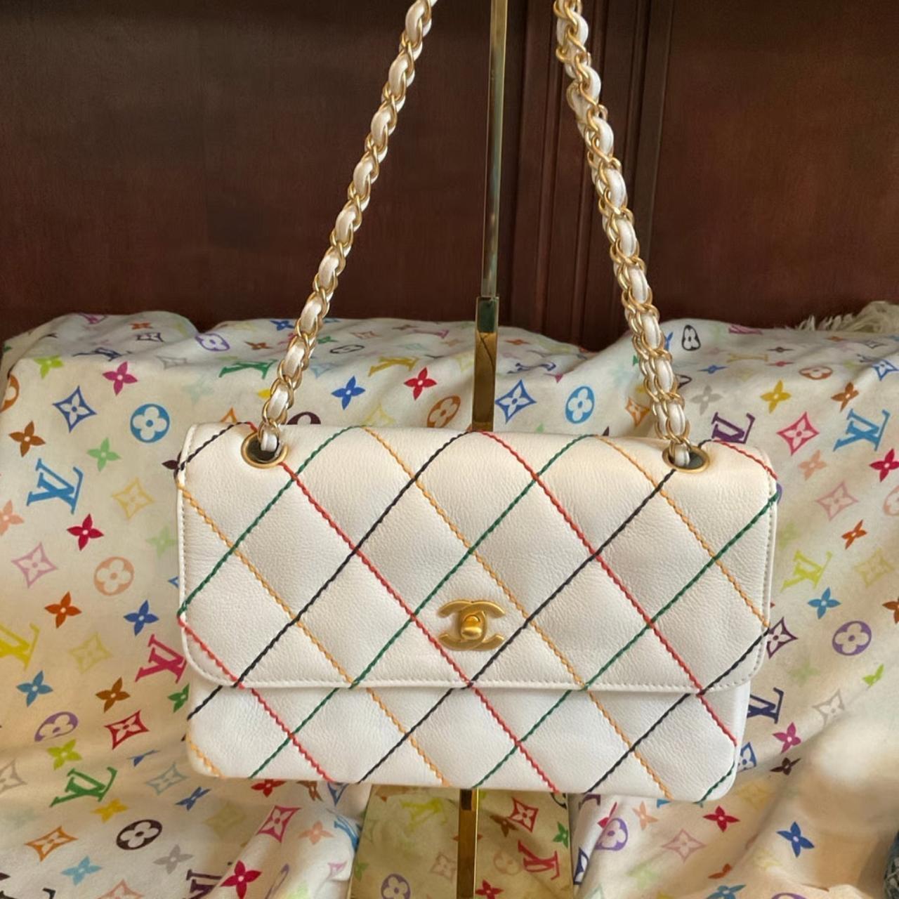 RARE Chanel rainbow, stitch, medium classic flap | Depop