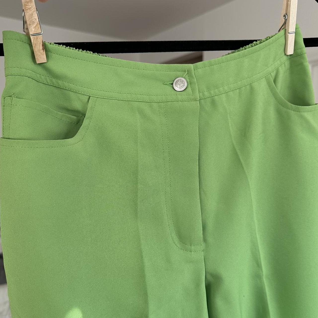 blair lime green pants. vintage. elastic waist, high... - Depop