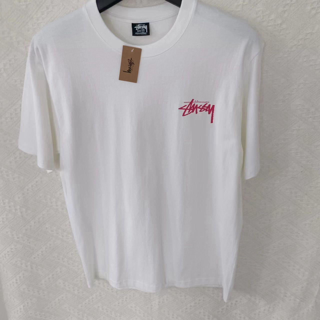 Stussy Pink Skateboard Print T-Shirt Size: M / | Depop