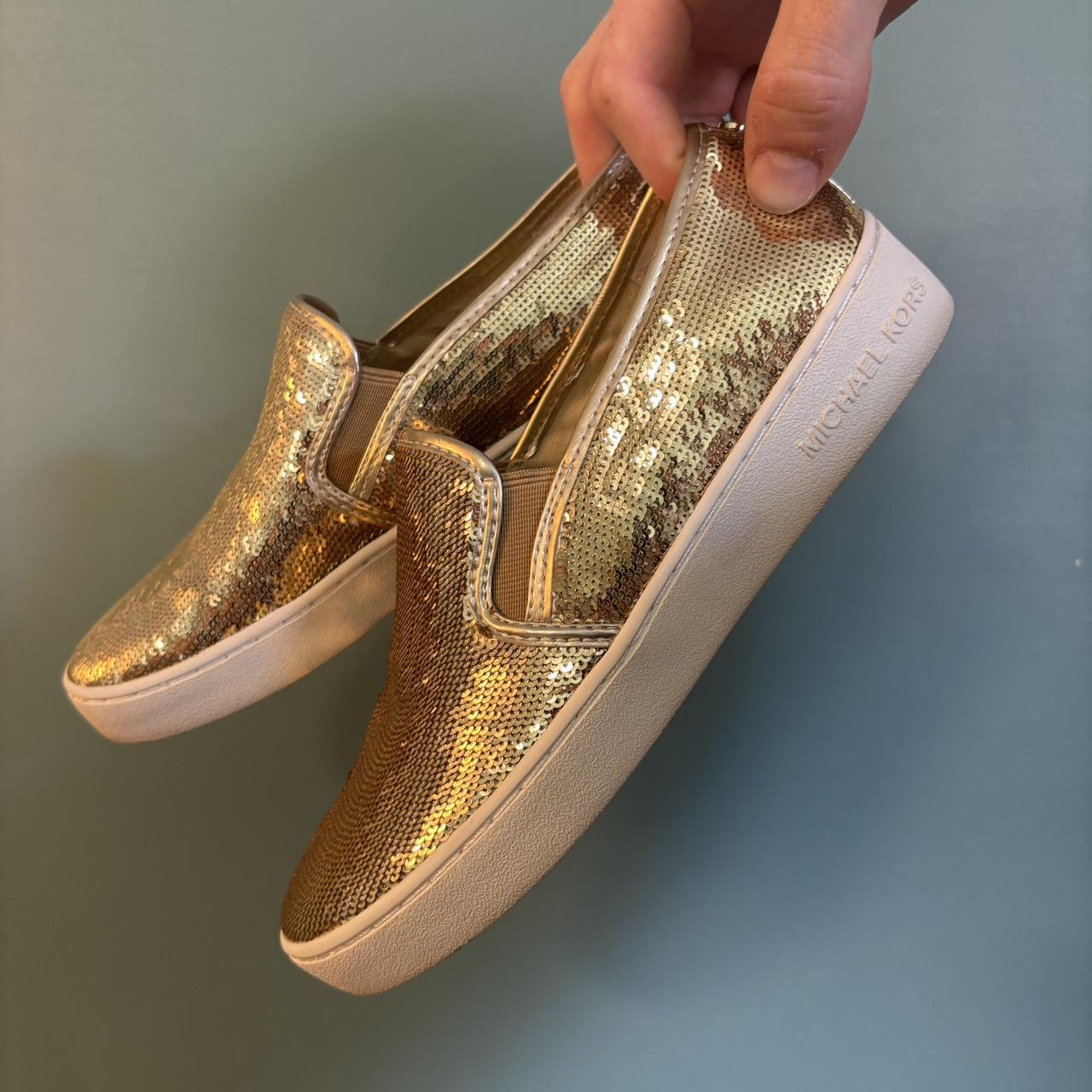 Women Ladies MICHAEL KORS Gold Sequins Sneakers