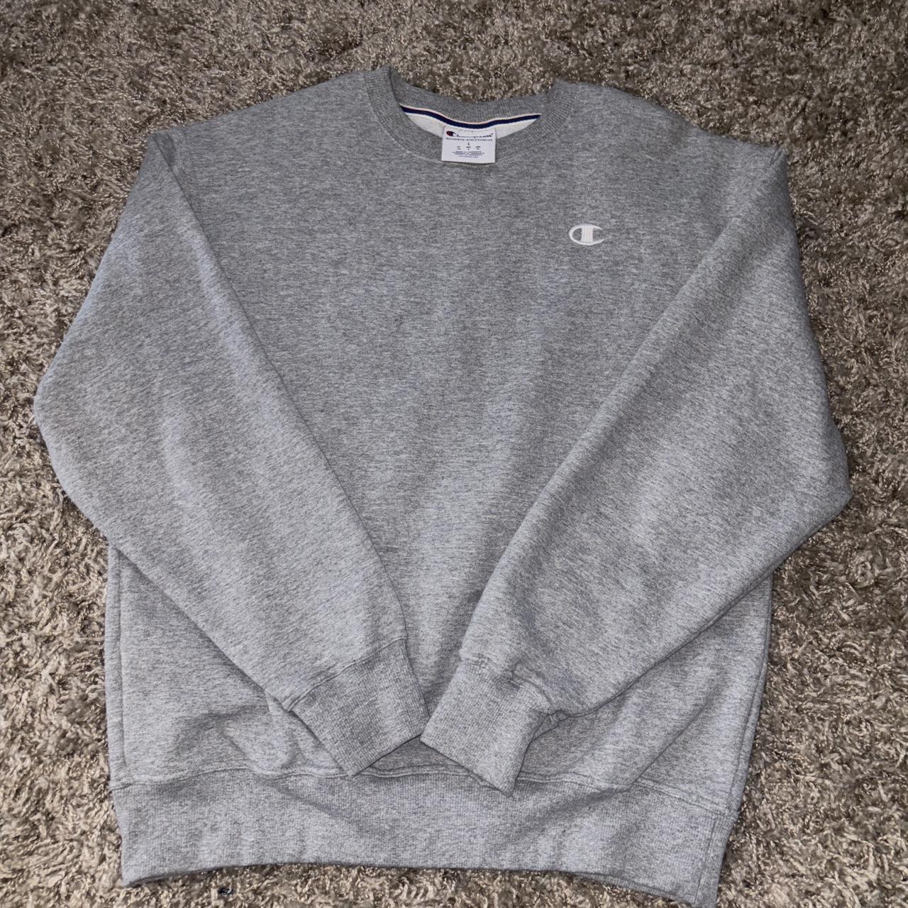 Large Men’s Gray Cotton Champion Crewneck - Depop