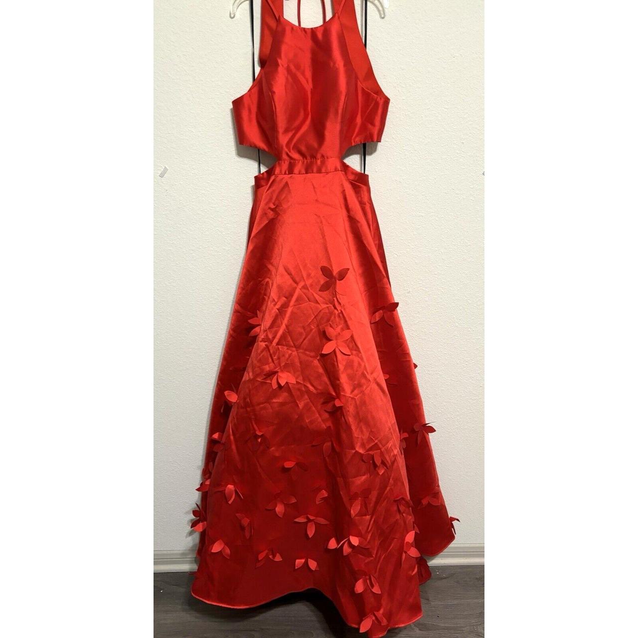 B SMART Red Ball Gown Dress with Cut Out Sides 3d. Depop