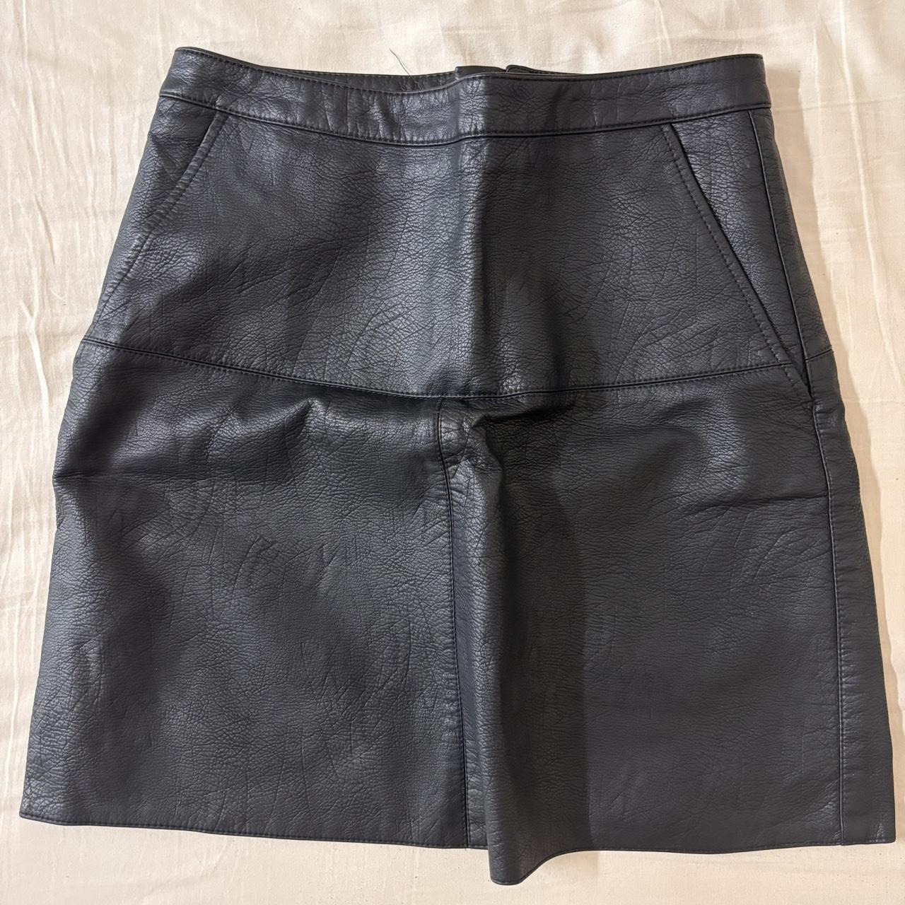 Dotti black faux leather skirt with pockets Depop