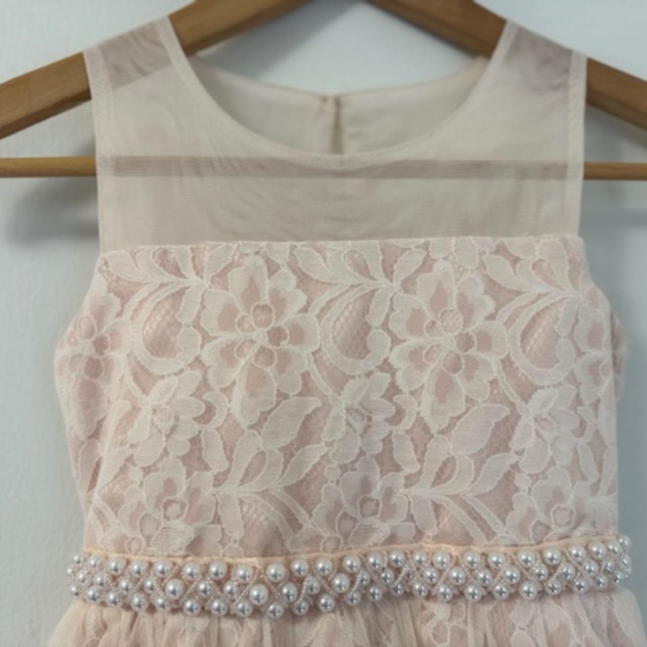 Rare Editions Lace pearl pink party dress Girls |... - Depop