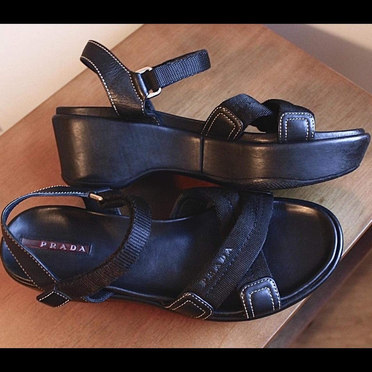 Vintage 90 s Prada Chunky Buckle Sandals Genuine