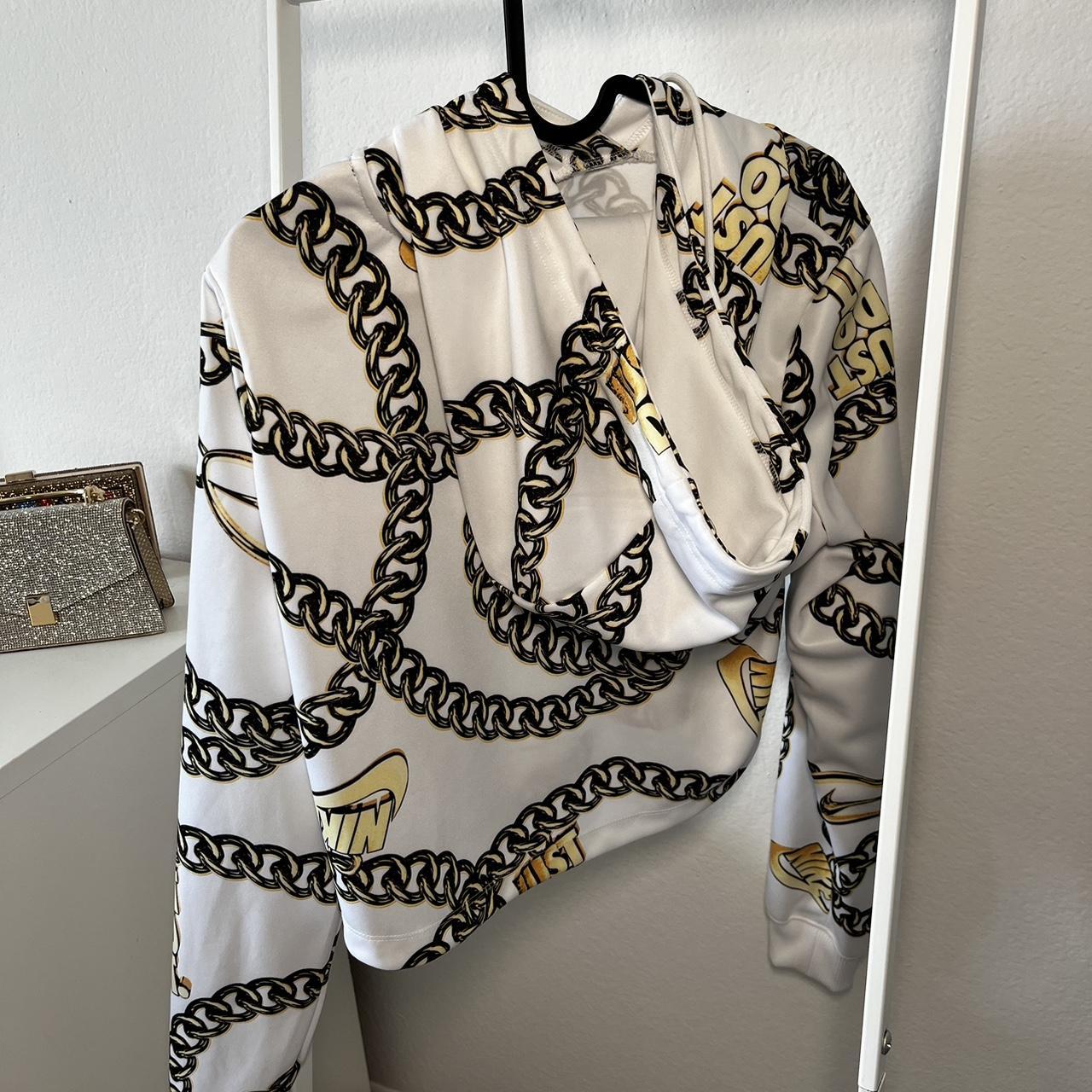 white and gold nike crop top