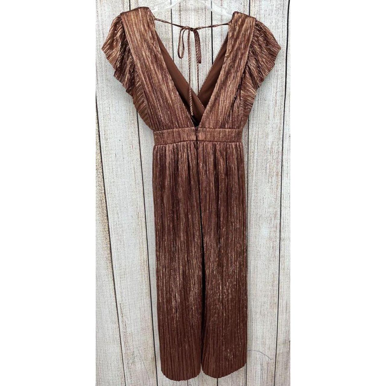 Leith Metallic Open Back Pleated Midi Dress in. Depop