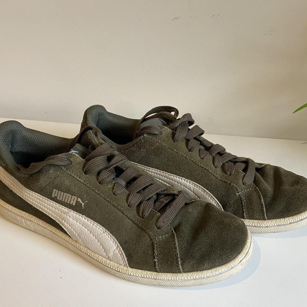 Olive green suede pumas on sale