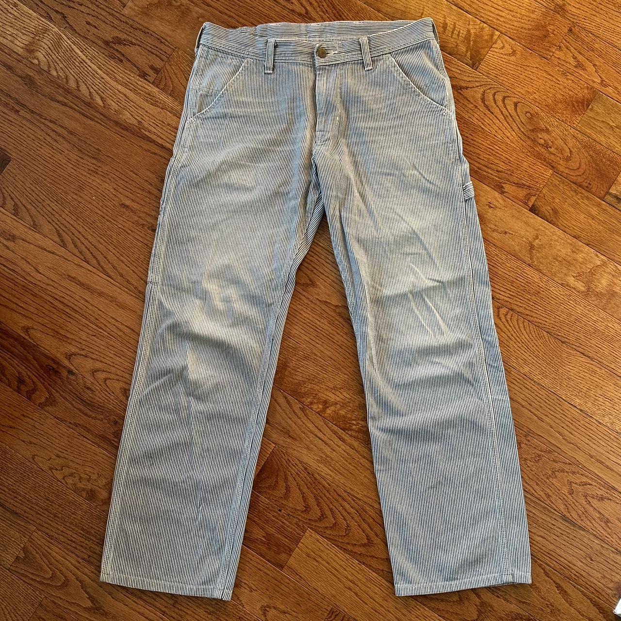 パンツ LEE / 40's hickory painter pants house Lee Workers Stripped Hickory Painter Pants Some | Depop