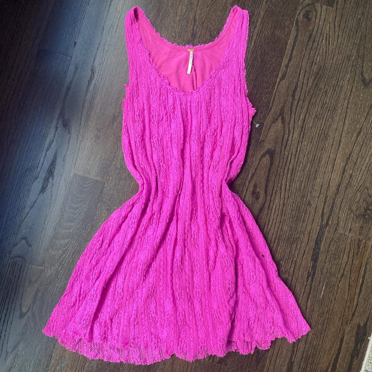 Free People Women's Pink and Purple Dress | Depop