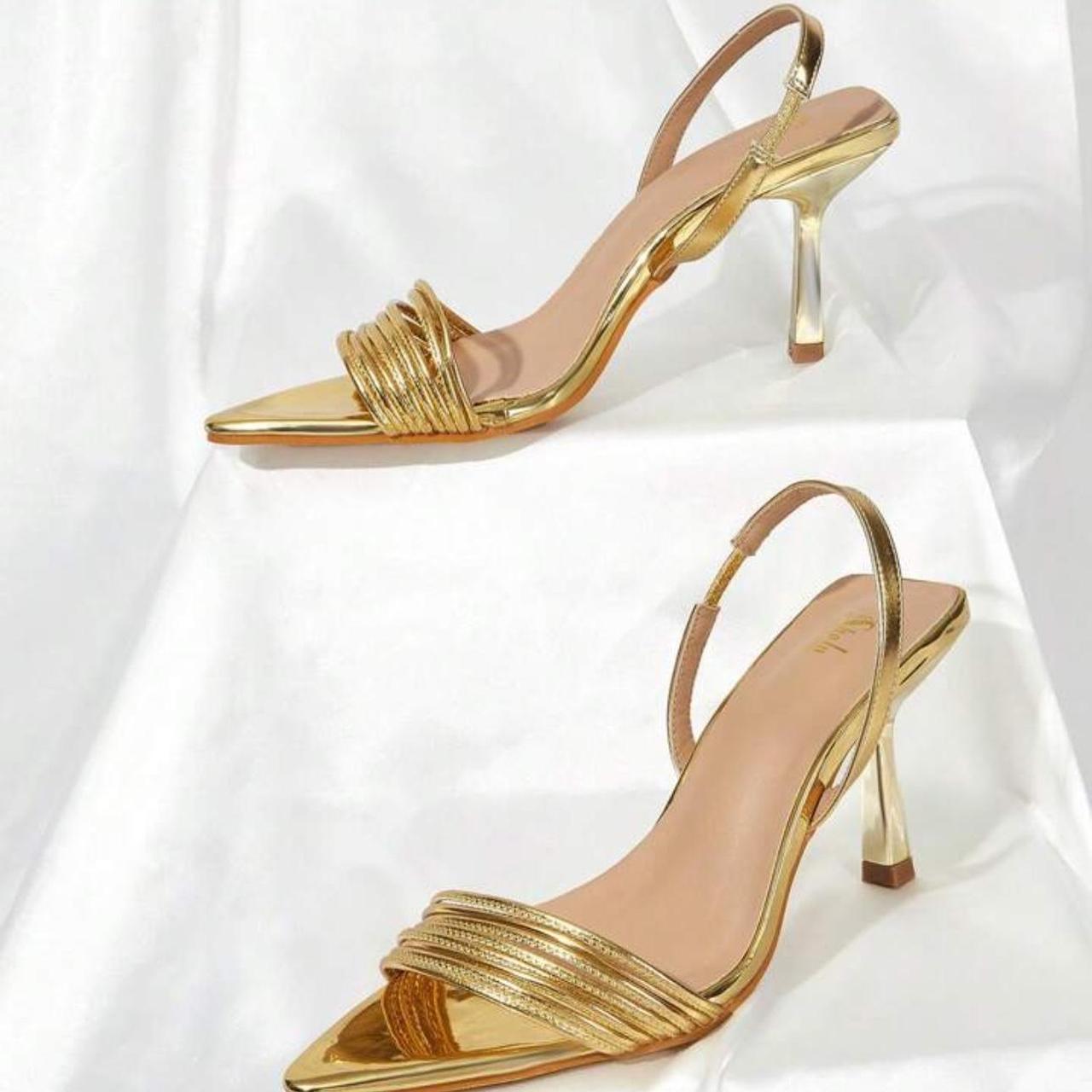 SHEIN Belle Glamorous Gold Slingback Sandals