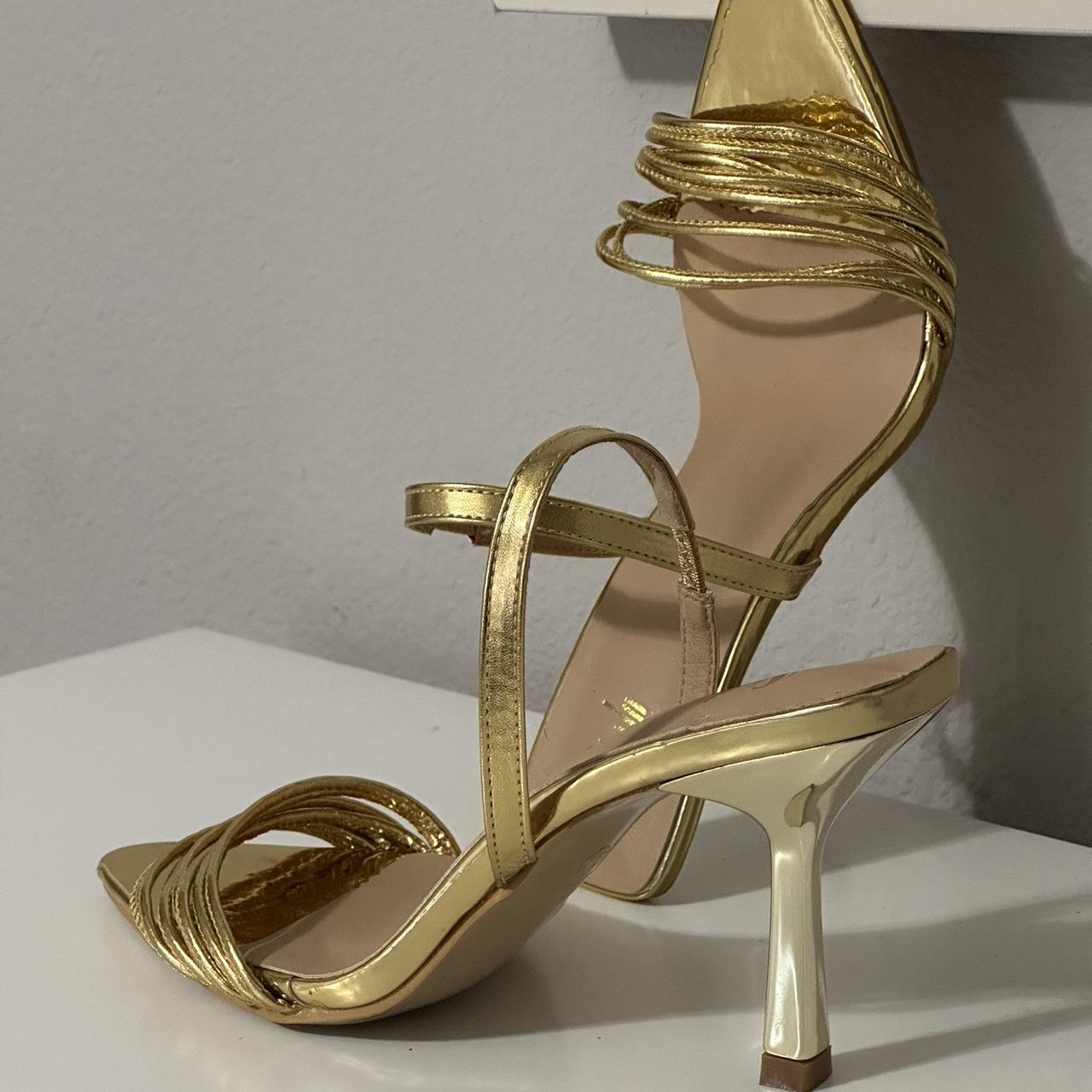 SHEIN Belle Glamorous Gold Slingback Sandals Depop