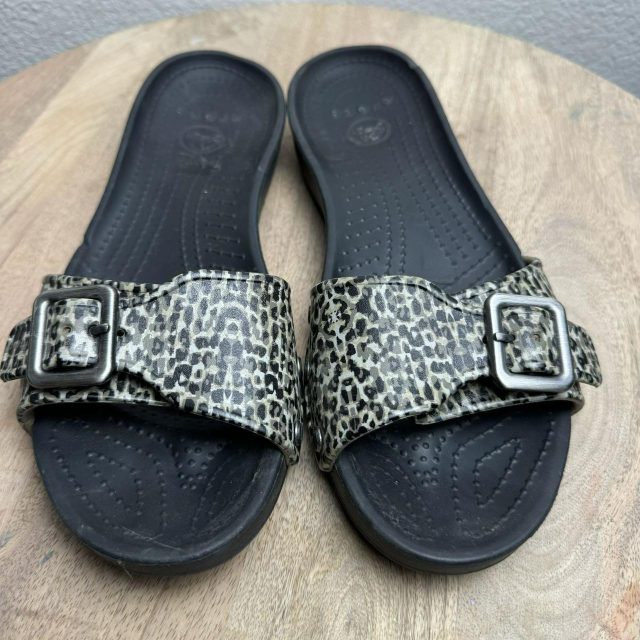 Crocs Women Sarah Leopard Sandal Slip On shoes Size. Depop