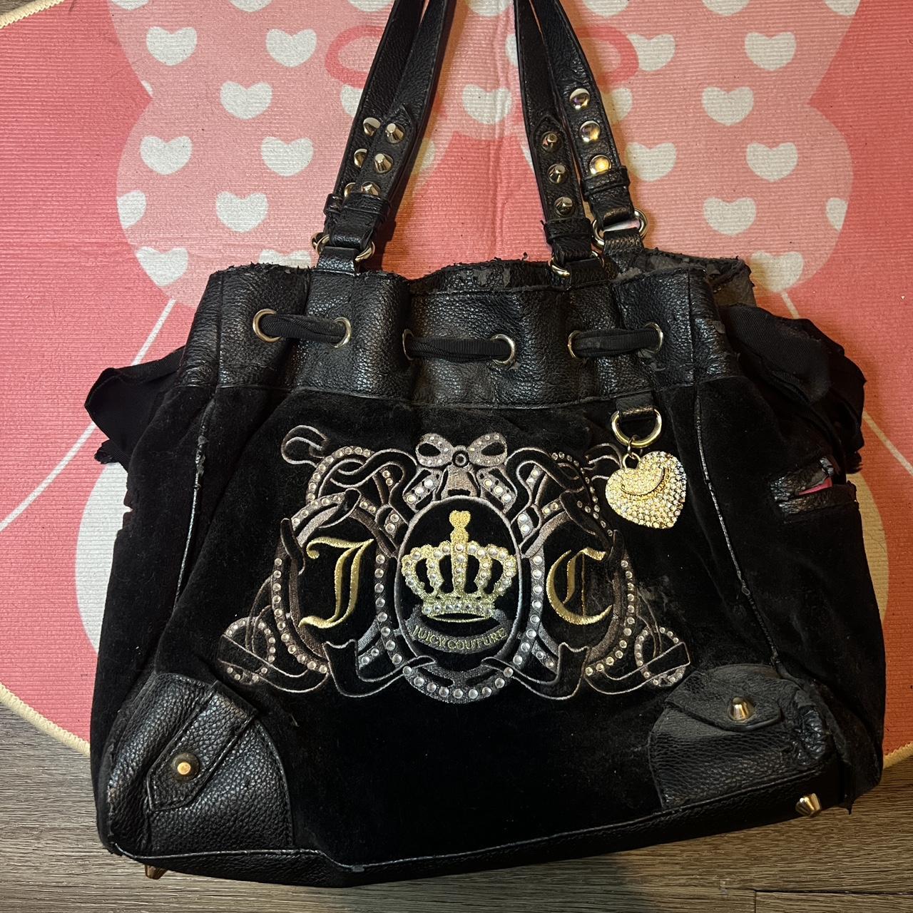 juicy couture 黒 キルティング マザーズバッグ JUICY COUTURE Black/Grey LOGO Mommy & Me Handbag see