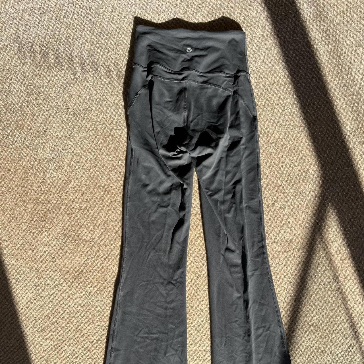 Lululemon grey flare leggings Groove Super-High-Rise... - Depop