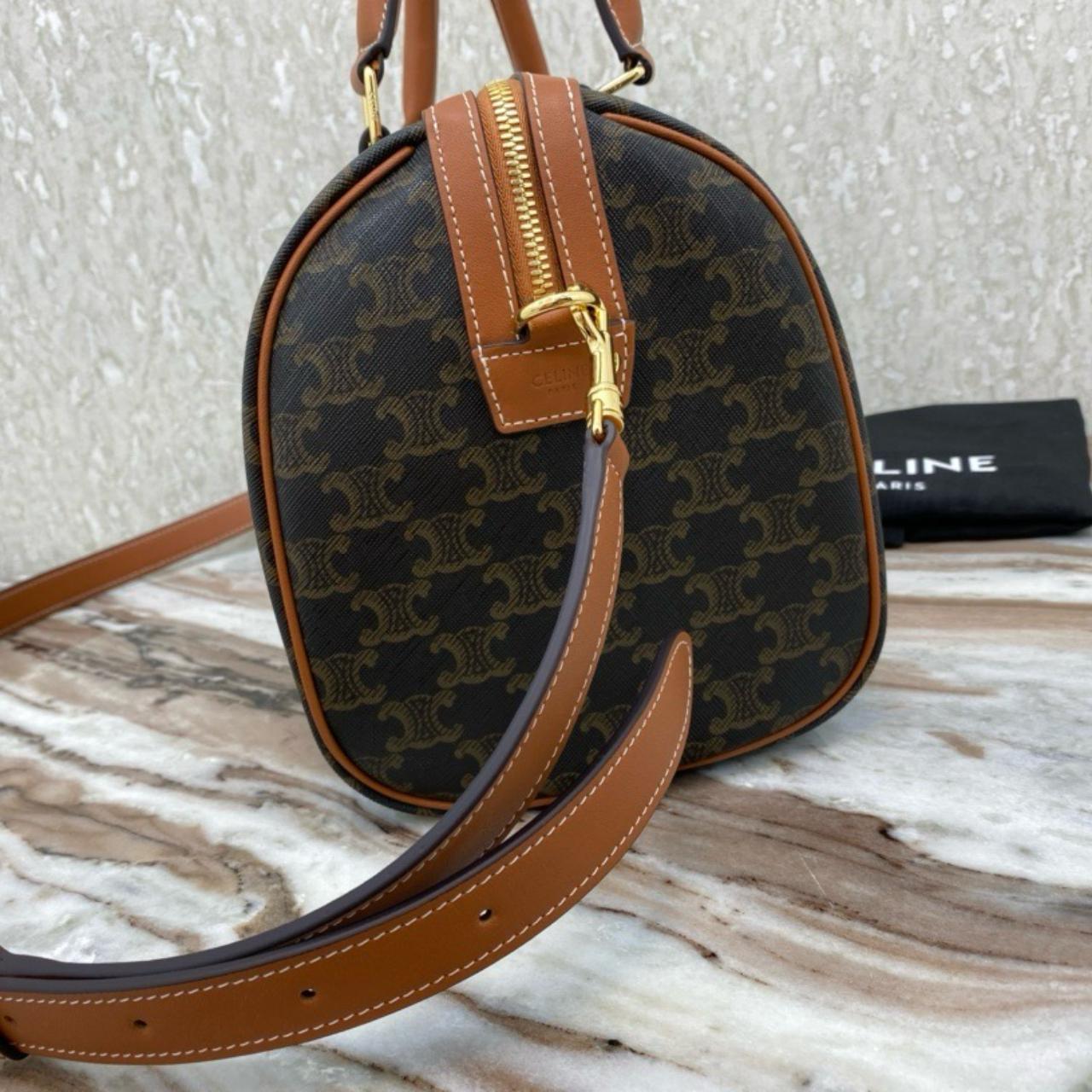 Celine Lil Triomphe Canvas Boston Bag Size: 12 x 8 x | Depop