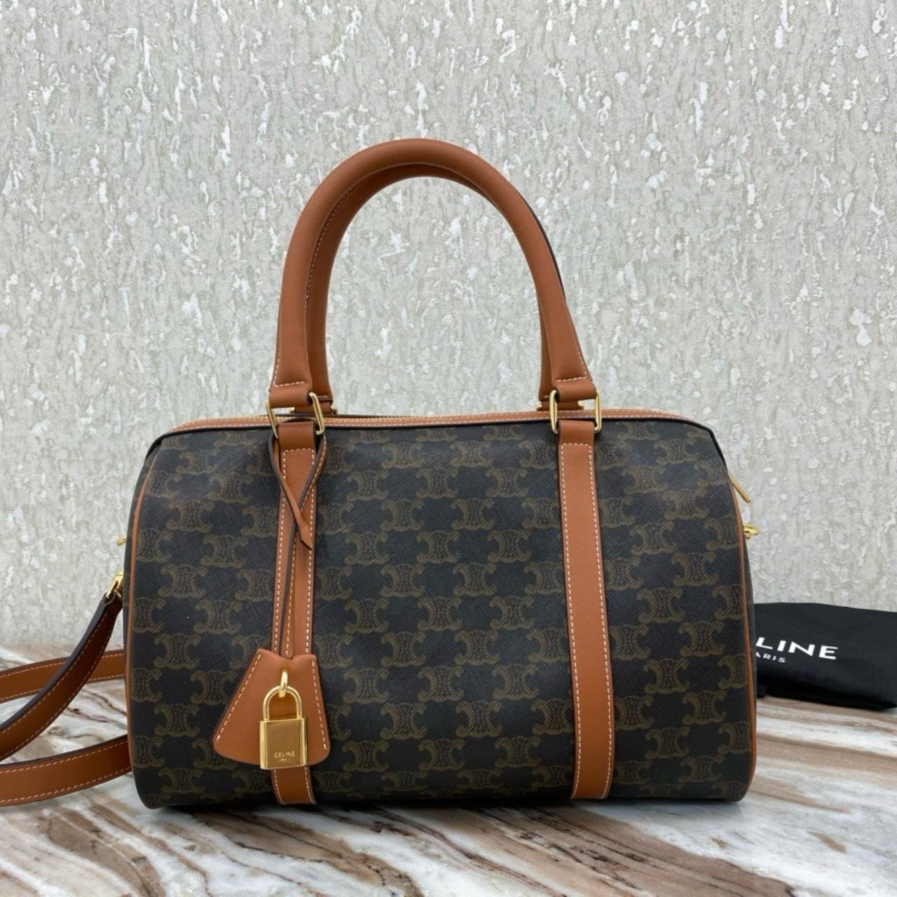 Celine Lil Triomphe Canvas Boston Bag Size: 12 x 8 x | Depop