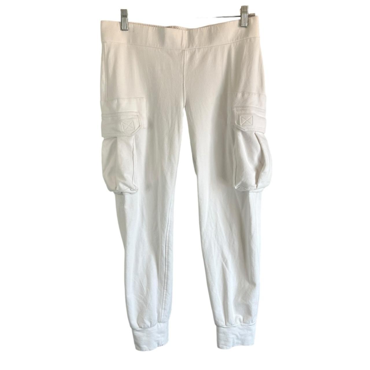 NORMA KAMALI White Cargo Jogger Pull On Pant Stretch