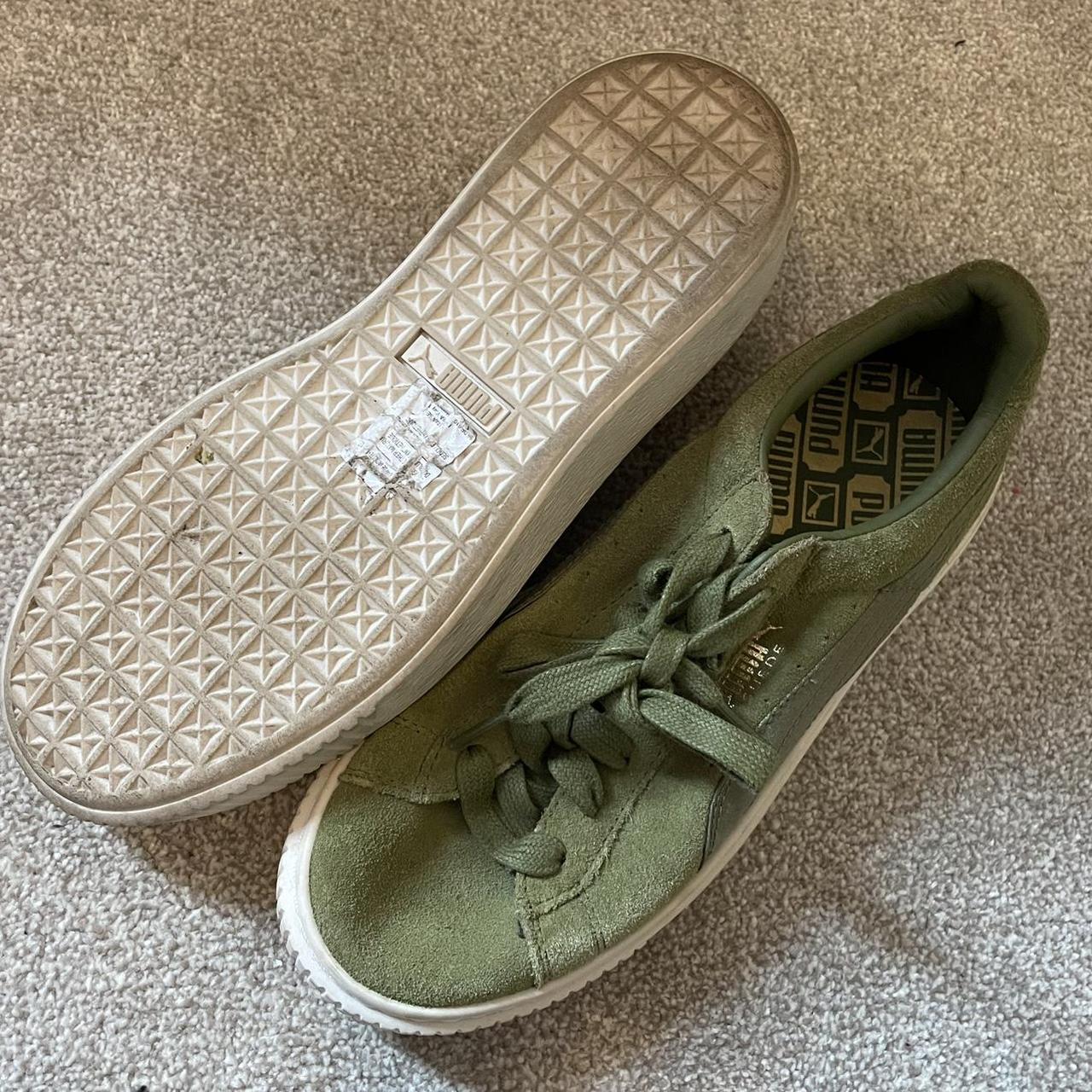 Platform puma khaki trainers - Depop