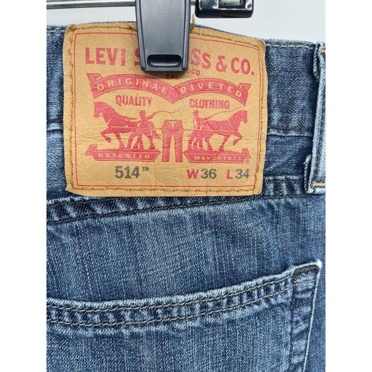 Levis 514 Jeans Men 36X34 Blue Distressed Regular