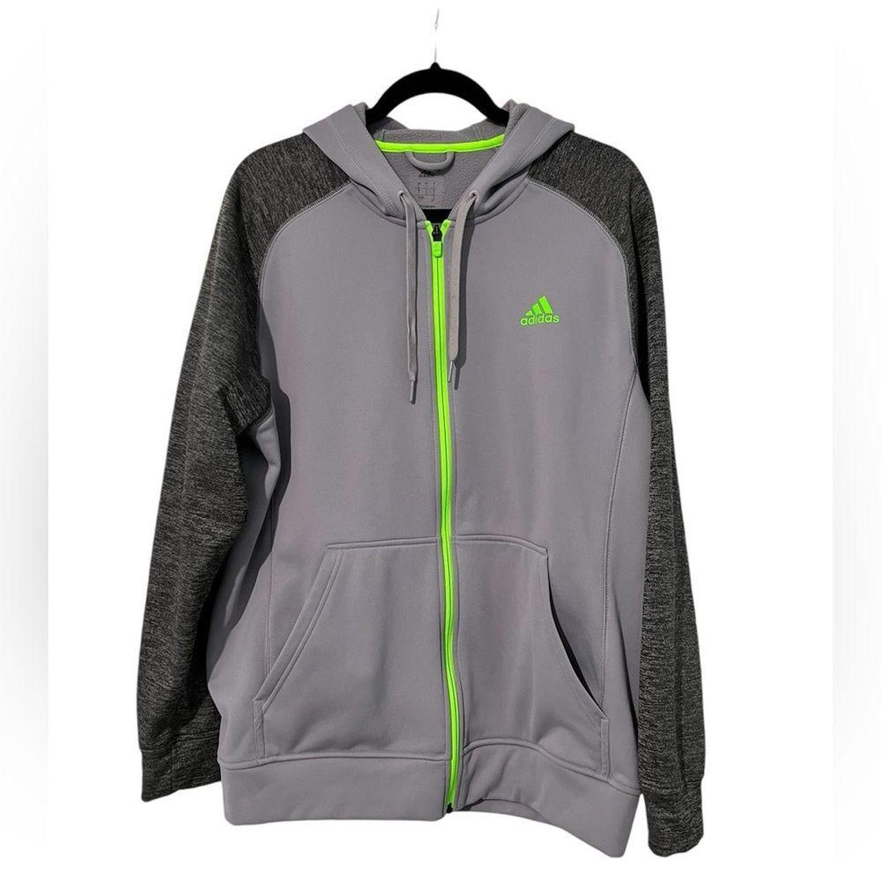 Adidas climawarm zip up hoodie sweater gray neon