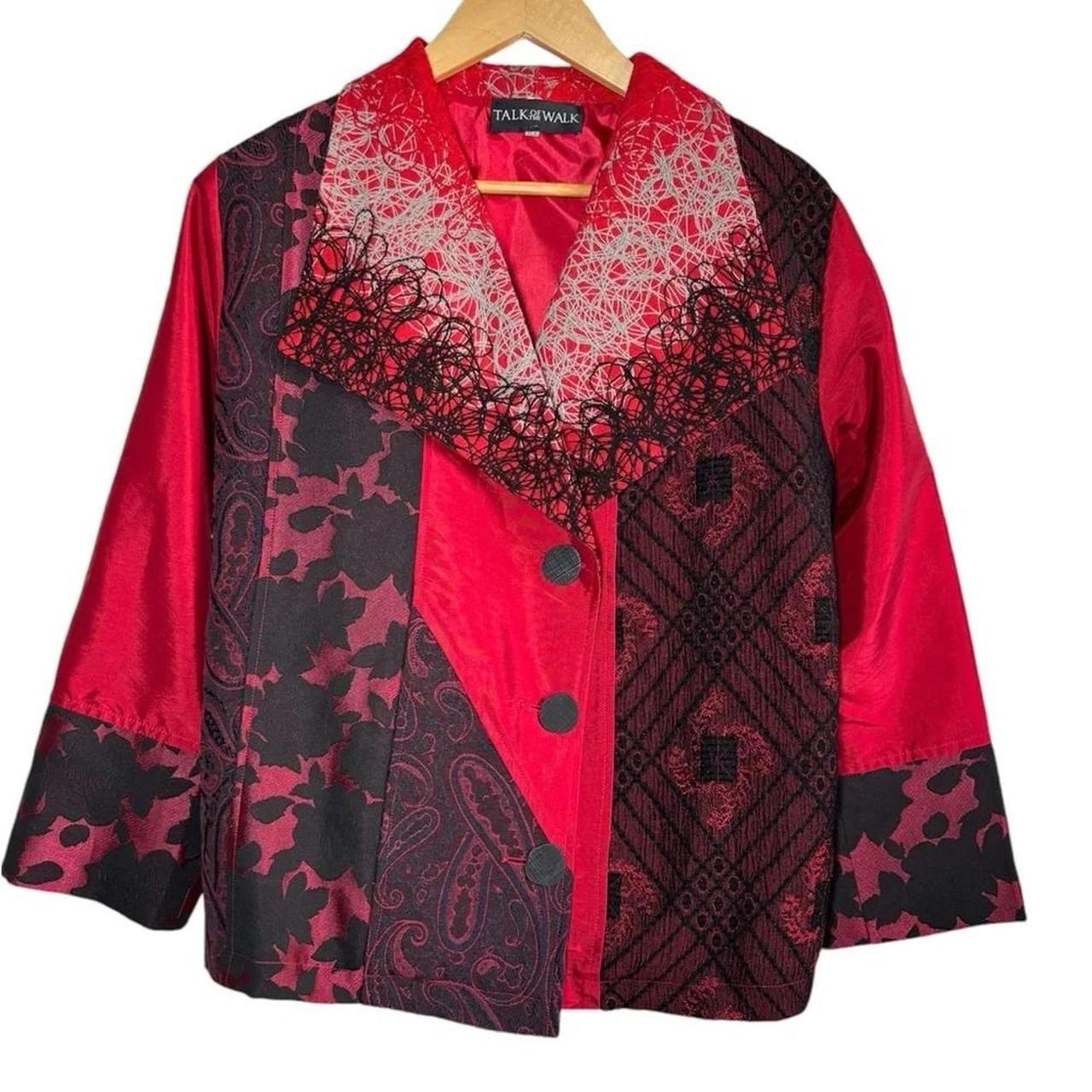 Women's Jacket - Red/Black - M – Patchwork Jacket… - image 1