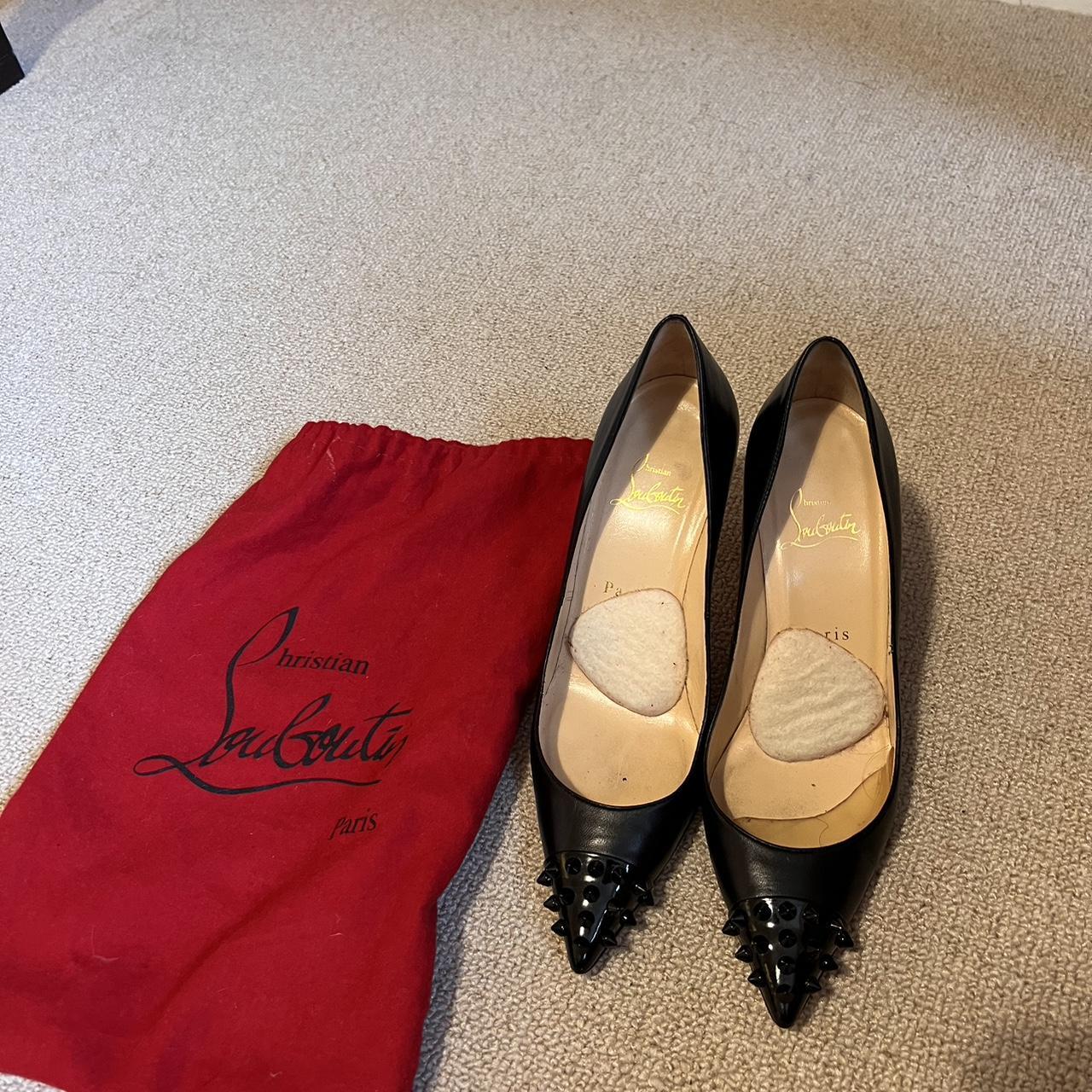 Christian Louboutin Auth Black Leather Spike Accent. Depop