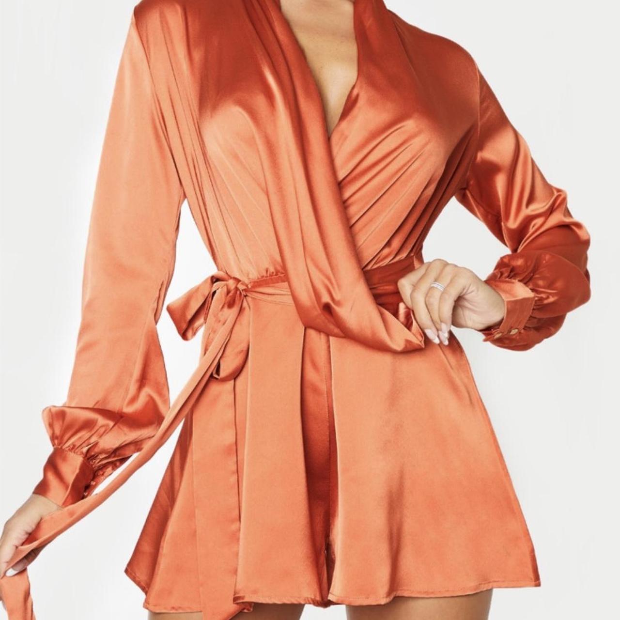 Orange satin playsuit online