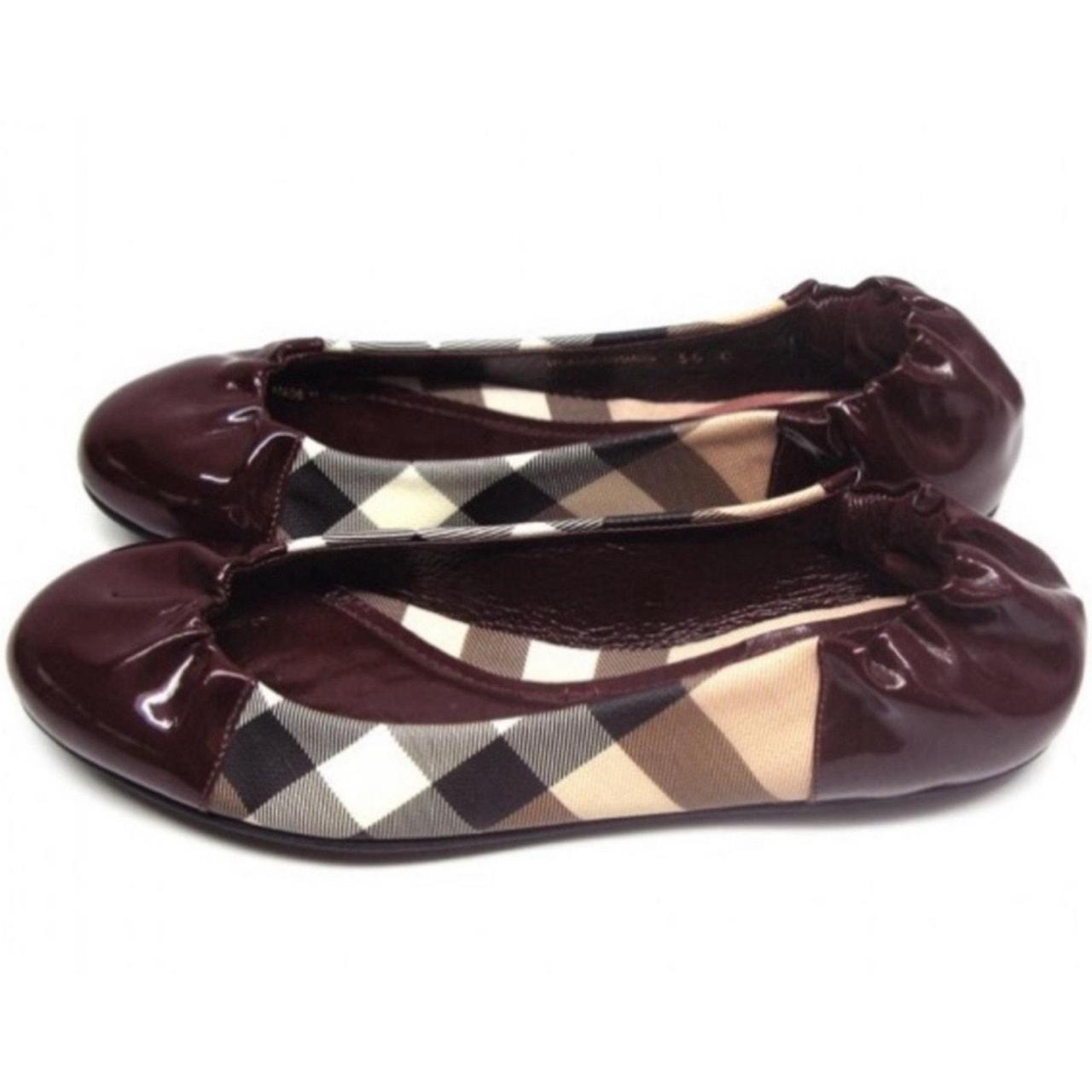 BURBERRY Patent Leather Nova Check Ballet Flats size