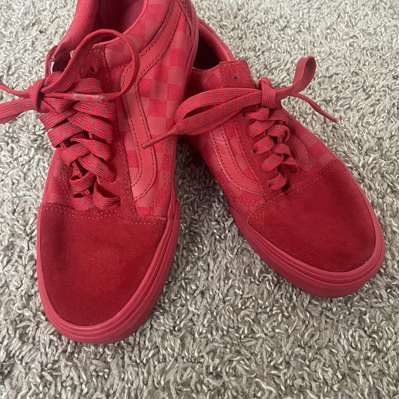 Solid red slip on vans on sale