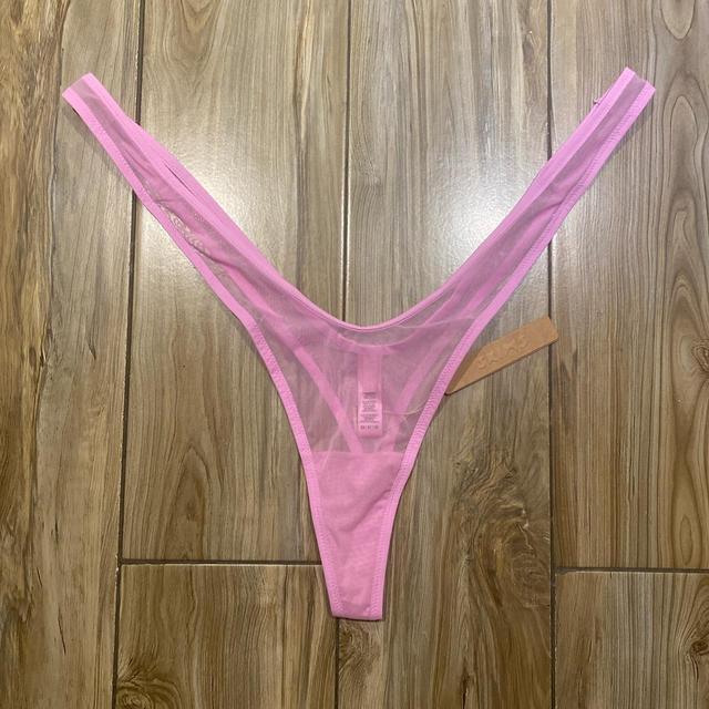 Red Skims ULTRA FINE MESH MICRO DIPPED THONG - Depop