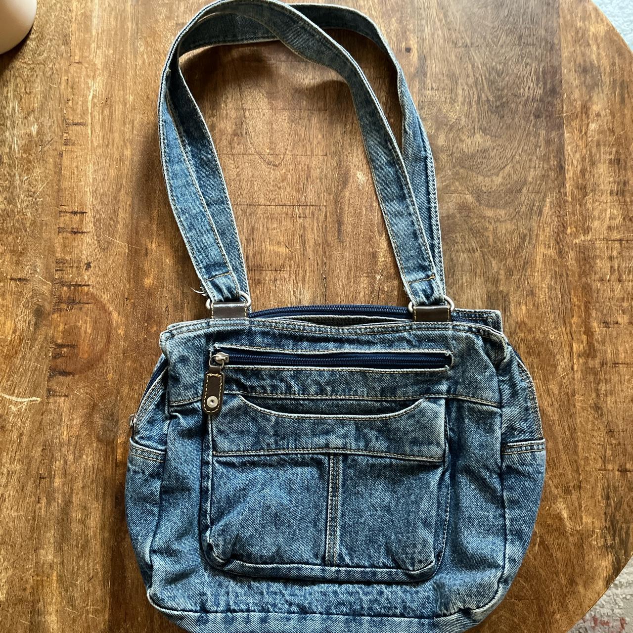 y2k denim shoulder bag she has soo many pockets! so... - Depop