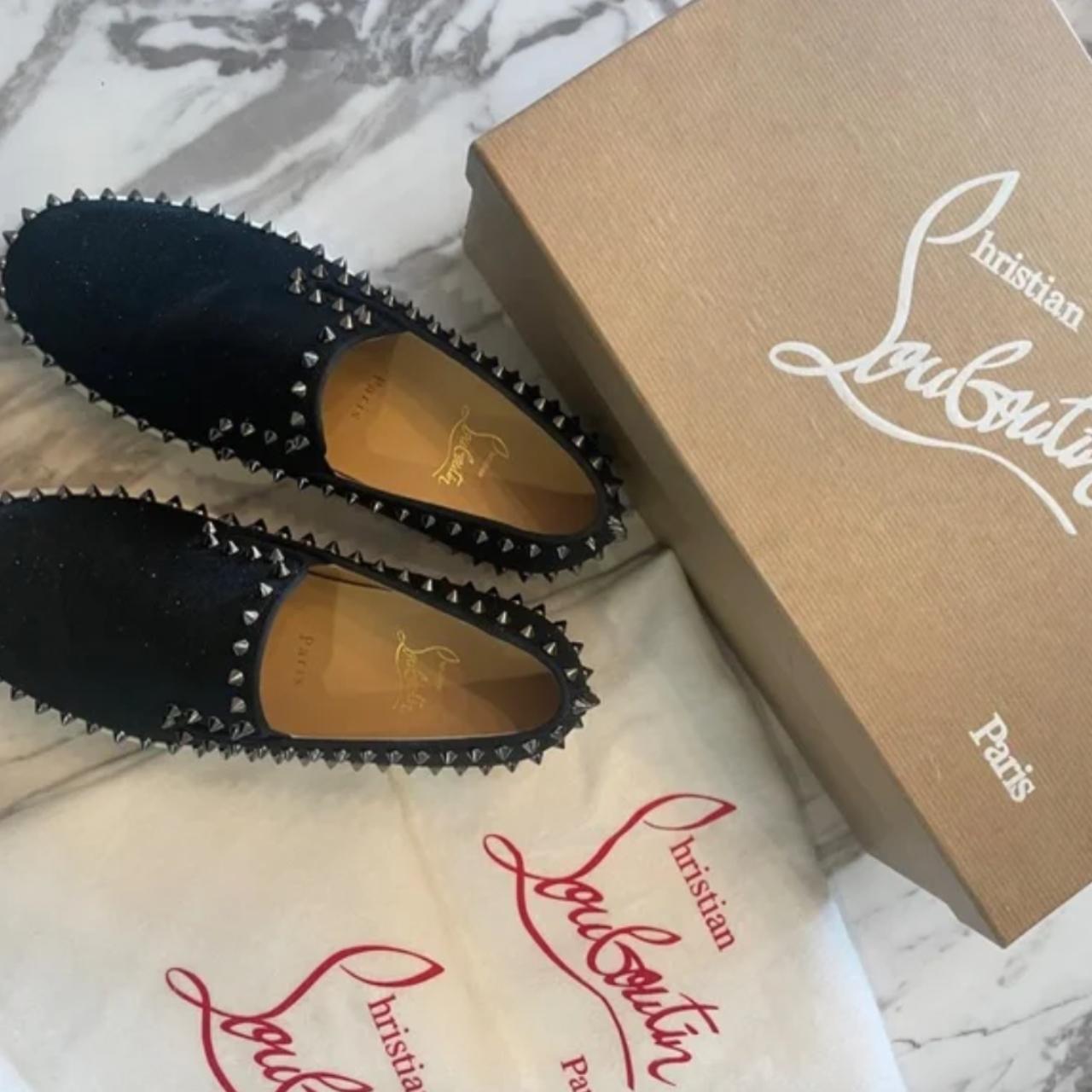 クリスチャン ルブタン  Pik Boat Woman Flat Christian Louboutin Pik Boat Silver Lame Gold Spike Flat