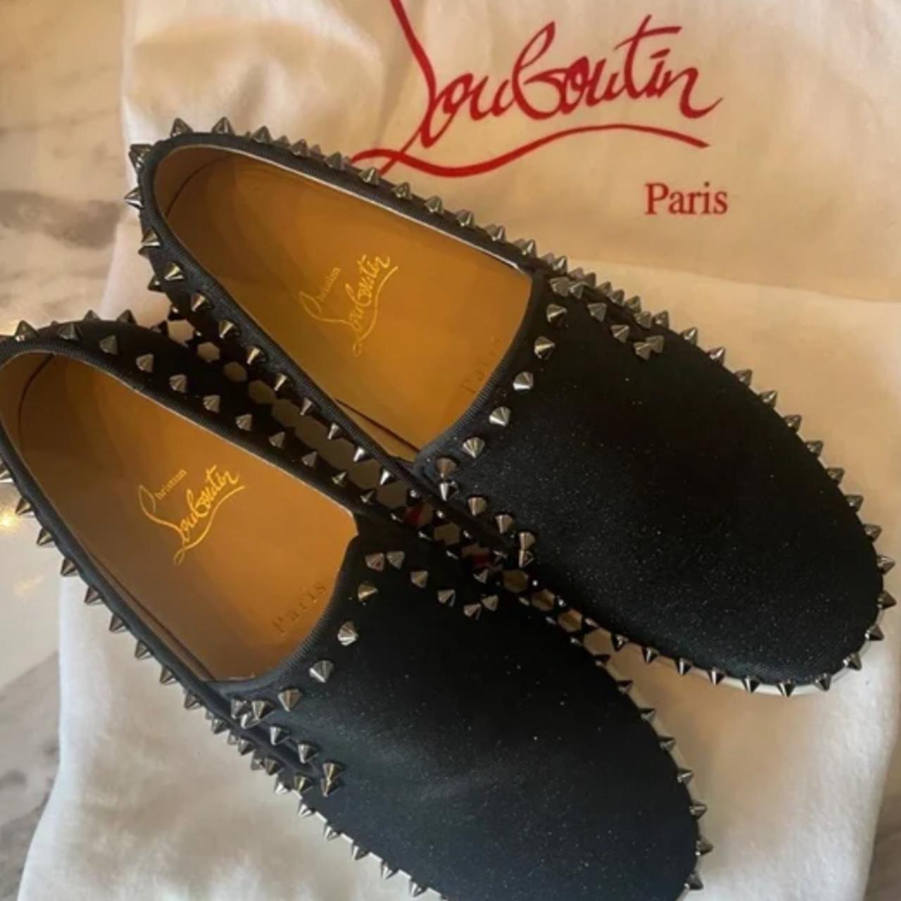 Christian Louboutin PIK Boat Flat Black Glitter | Depop