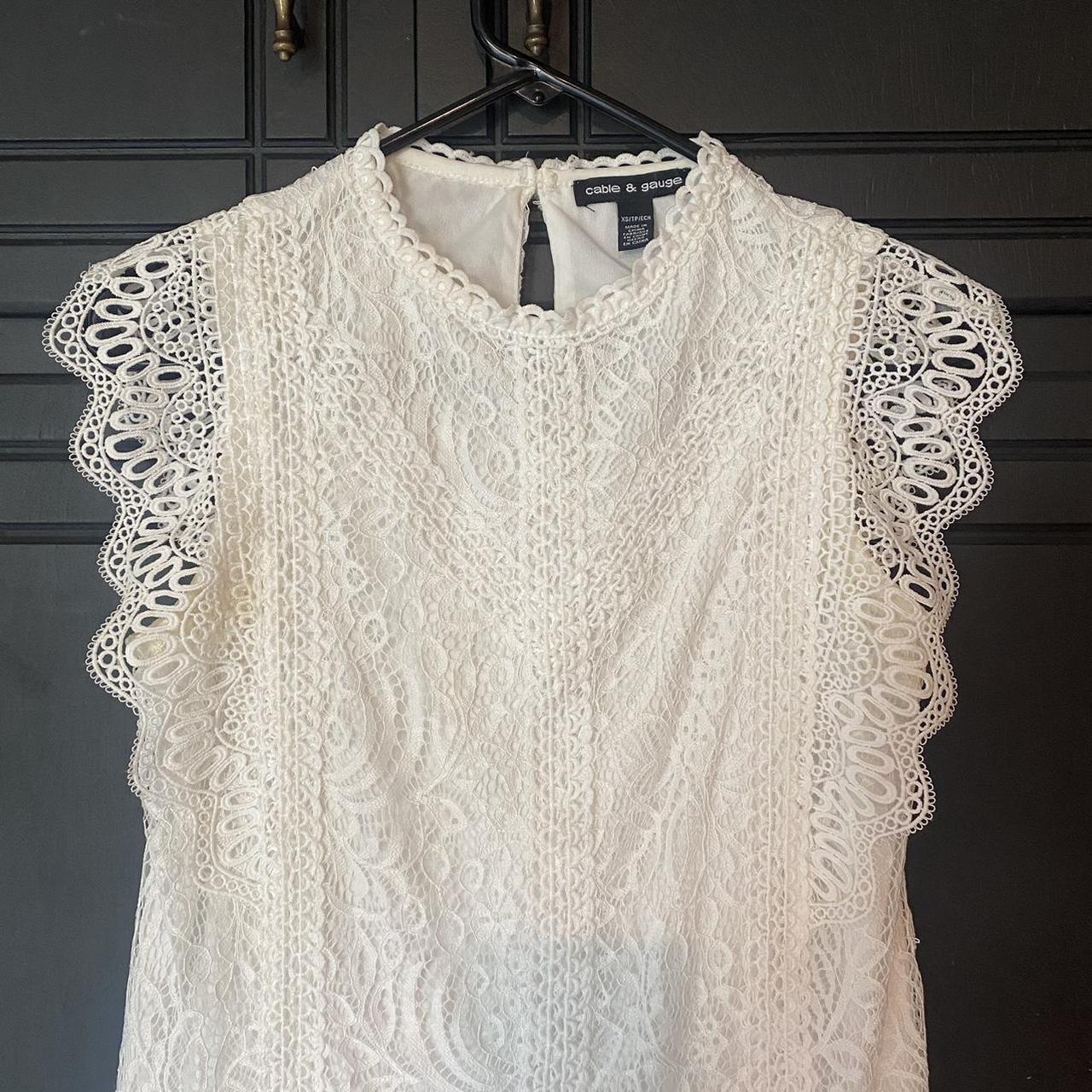 CABLE AND GAUGE white lace blouse Size XS Excellent... Depop