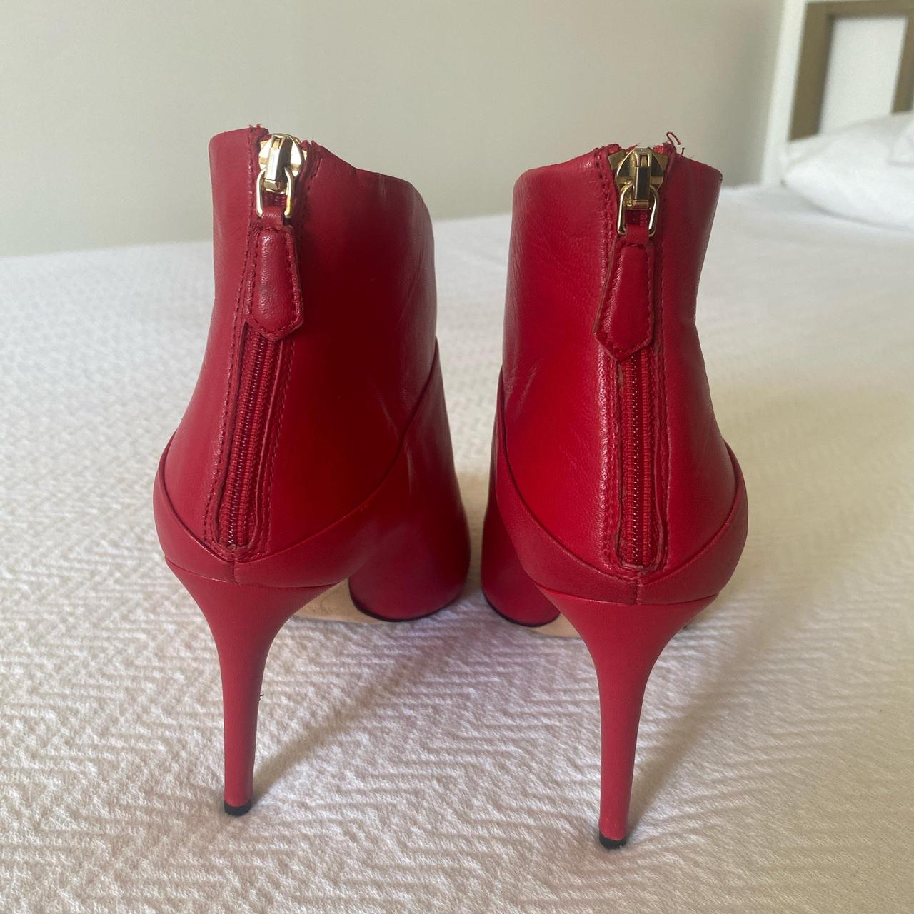 Red leather ankle boots, Grigiarancio, made Depop